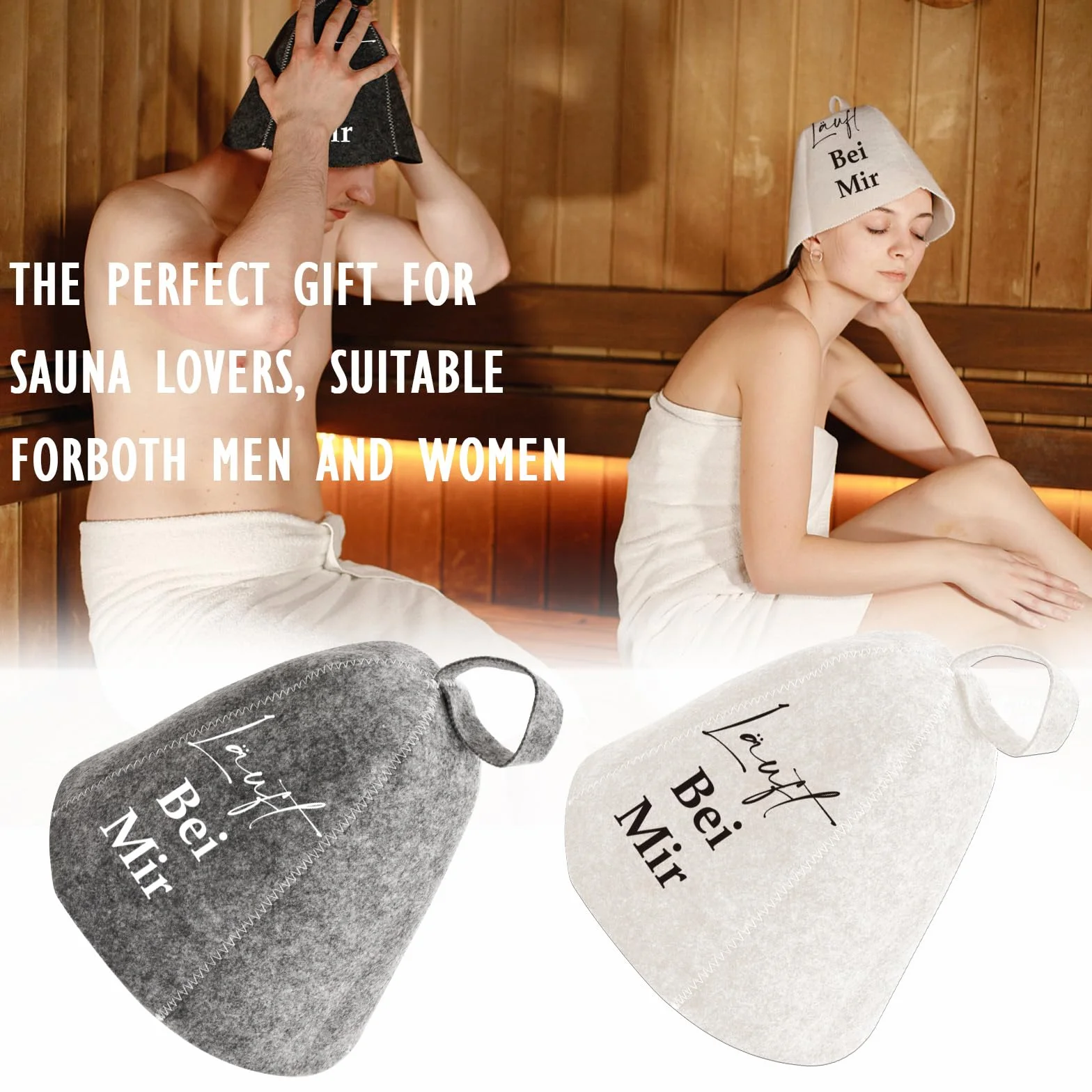 Bonnet de sauna en feutre lot de 2 pour homme et femme