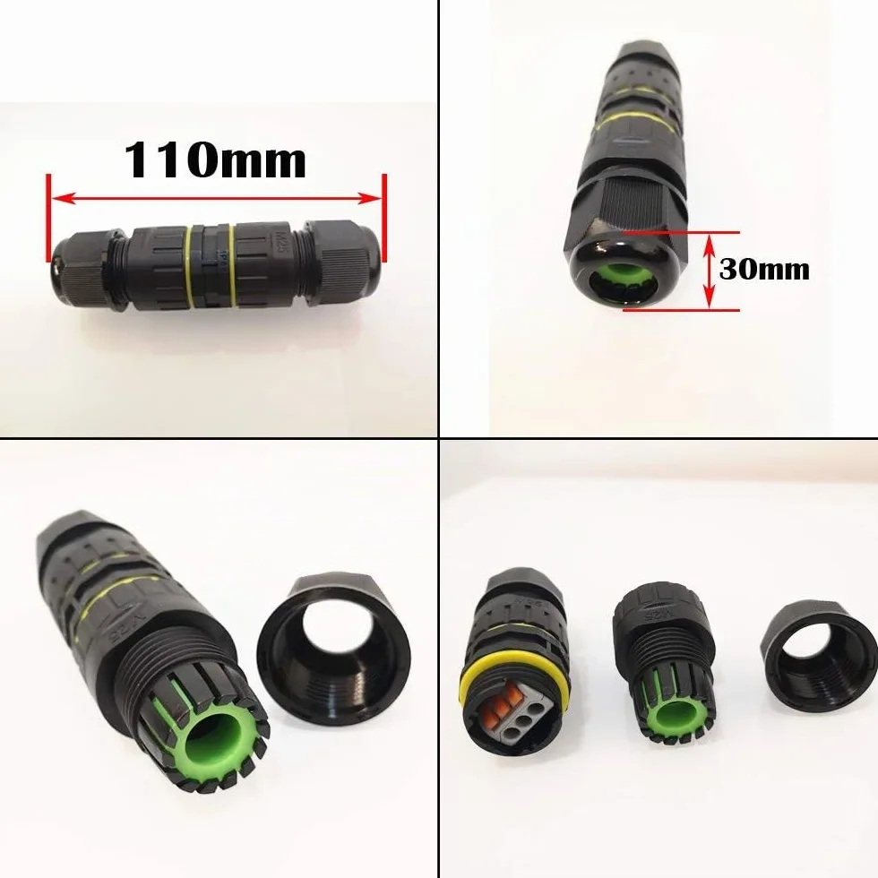 CESFONJER Boîte de Jonction IP68 Imperméable 3 Voies Connecteur Câble Ø 6-11mm 2Pcs Nylon