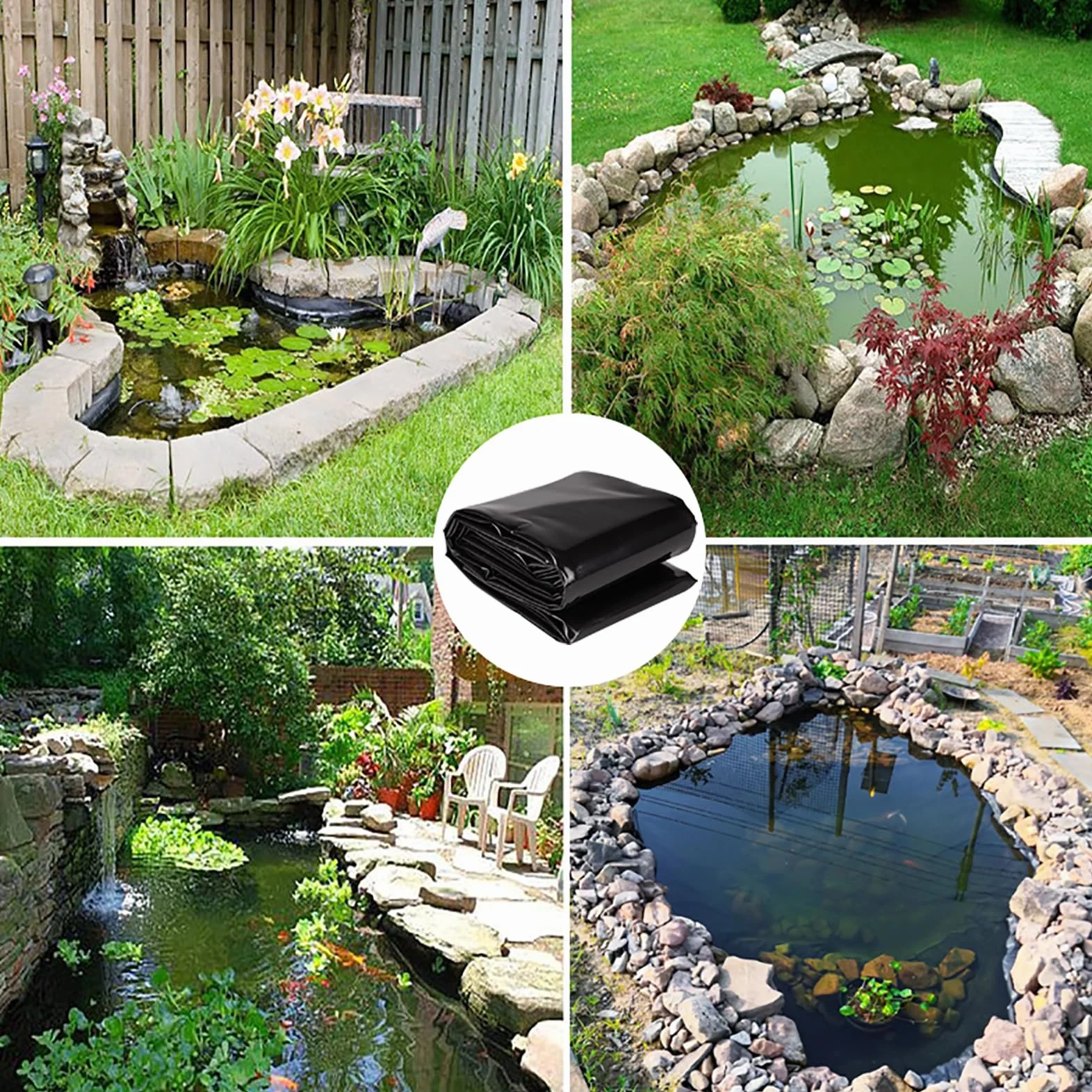 Bache Bassin 1x1m Liner Piscine Hors Sol Exterieur pour Bassin à Poissons Membrane renforcée