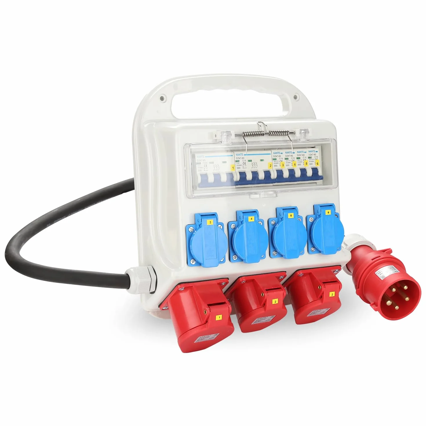 Distributeur mural CEE 16A 400V 32A 400V 230V Schuko IP44 5 pôles câble caoutchouc
