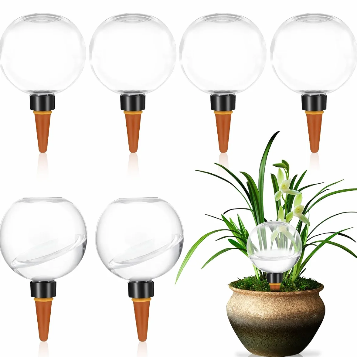 Lot de 6 Boules D'Irrigation pour Plant, 500ml Globe D'Arrosage Plant Automatique Transparent, Boule Arrosage Plante, Dispositif D'Arrosage pour JardinièRes, Maison, Intérieur et Extérieur