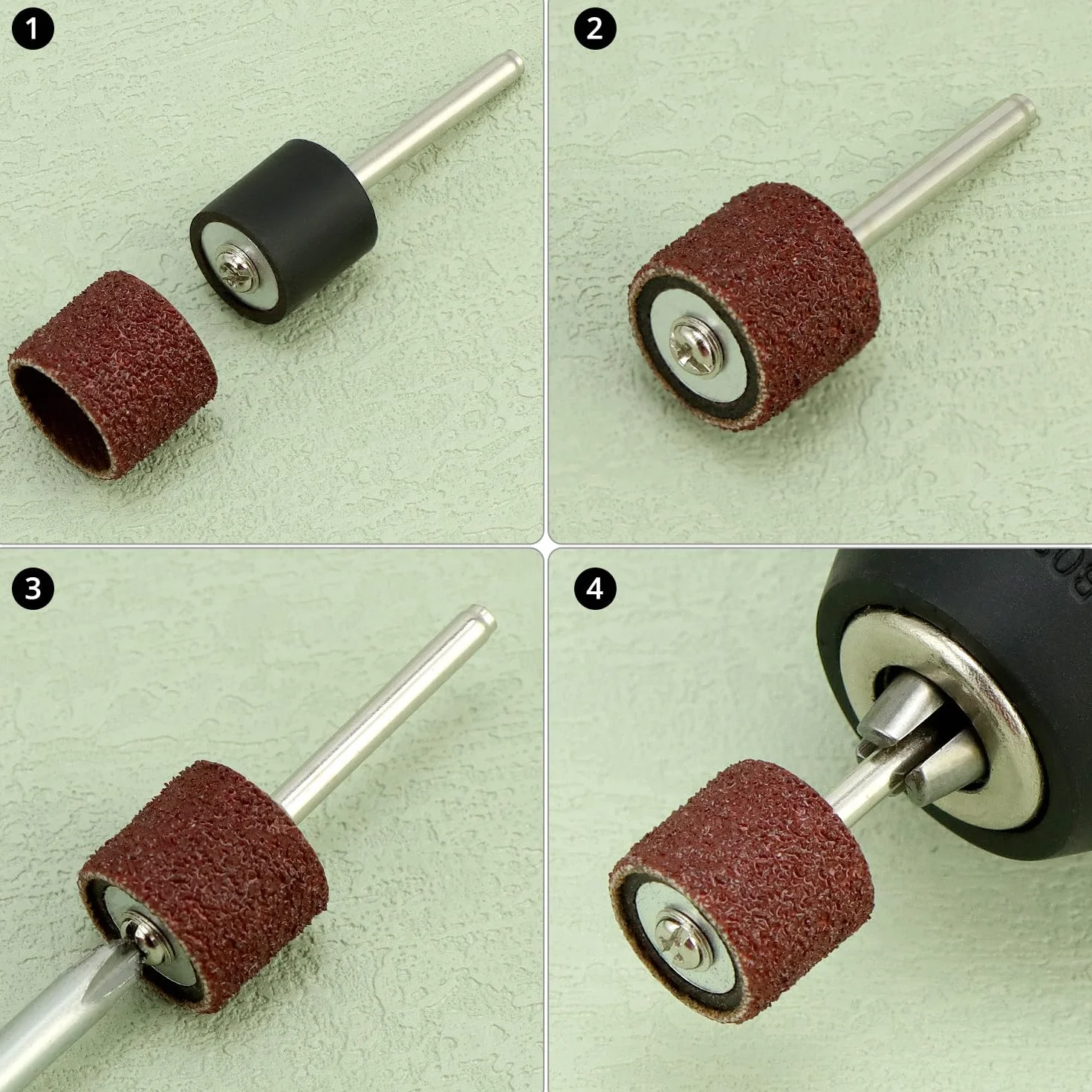 QWORK Ensemble de 531 Pièces de Tambours de Ponçage pour Outils Rotatifs, Multi-Grains 60-800