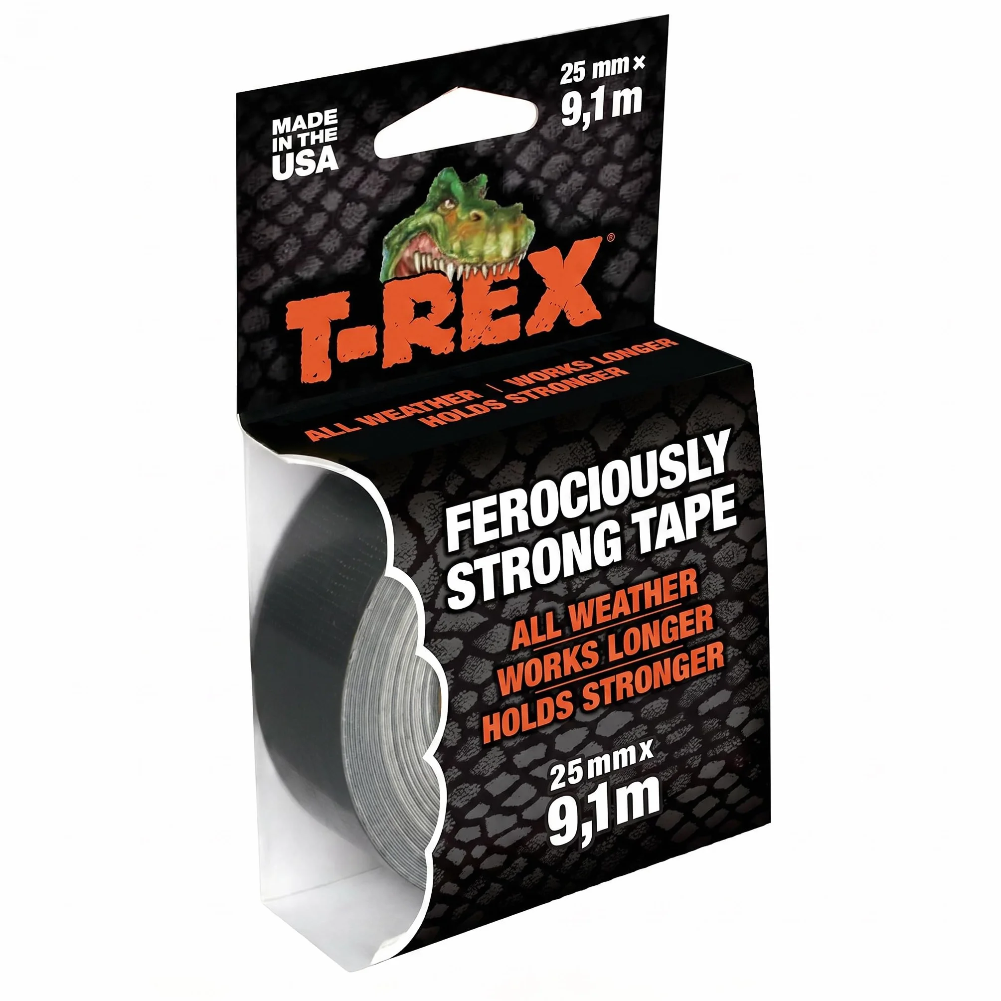 Ruban adhésif T-Rex Tape 821-25 imperméable indéchirable 25mm x 9,1m gris