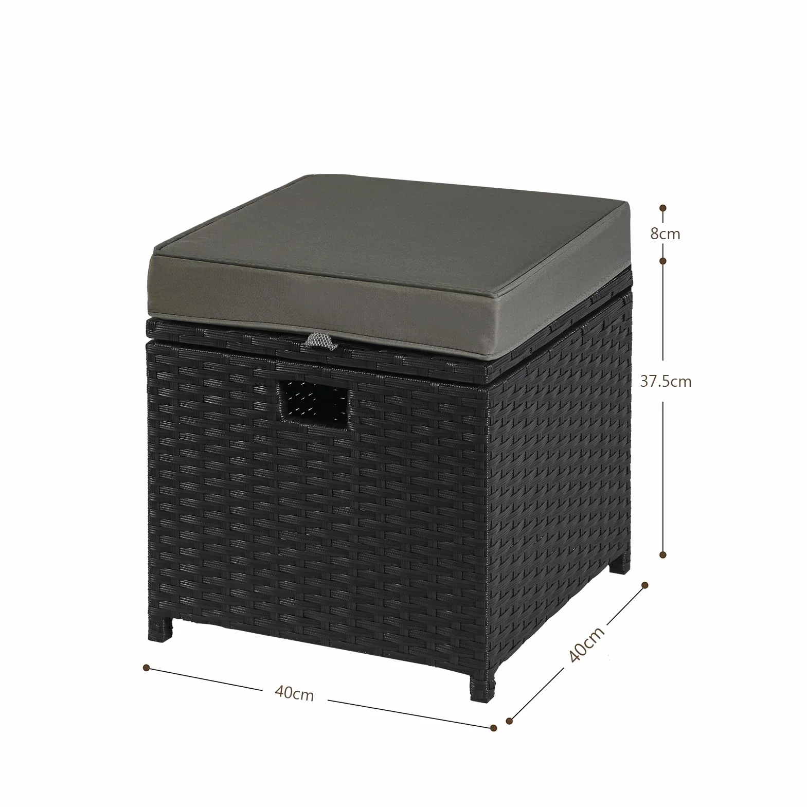 YIYAN Lot de 2 repose-pieds d'extérieur en rotin synthétique avec rangement pour toutes les saisons avec coussin amovible (gris)