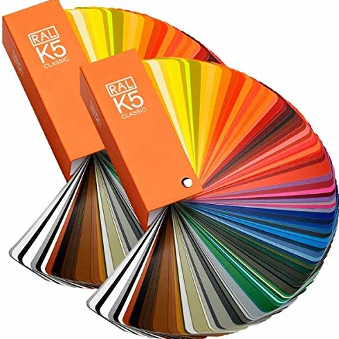 RAL K5 jeu de 2 nuanciers de couleur brillant satiné échantillons couleur pleine page