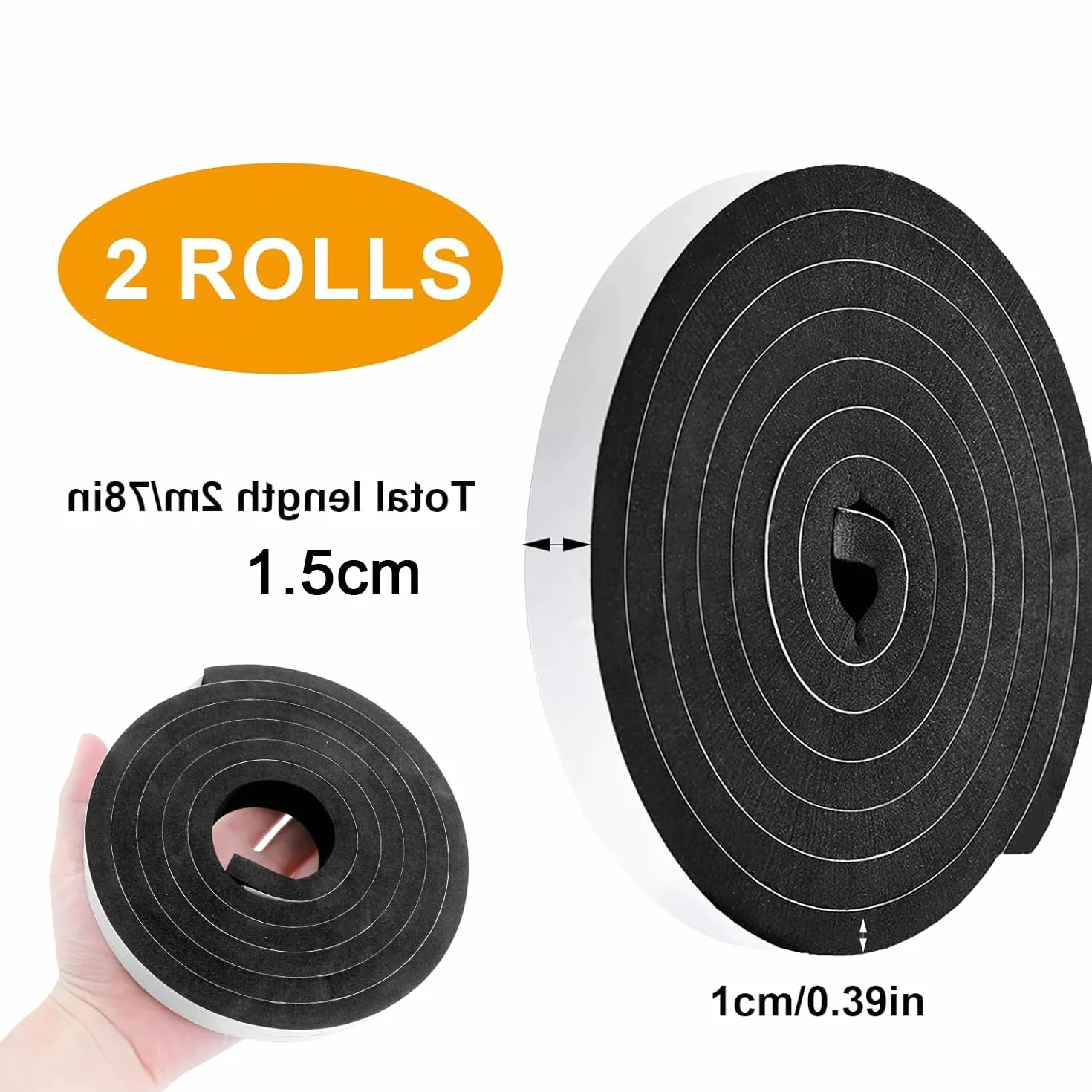 Lot de 2 rubans adhésifs en mousse à cellules ouvertes - Bande d'étanchéité autocollante pour isolation de porte et fenêtre