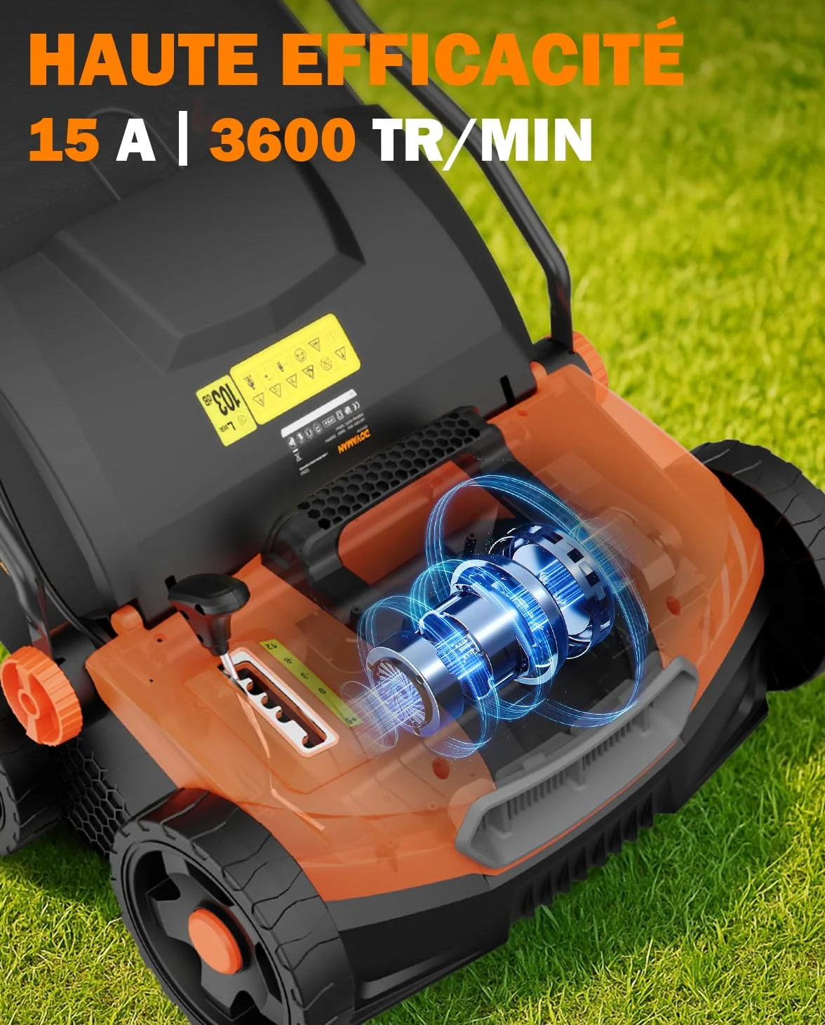 DOVAMAN DS16A 2-en-1 Scarificateur & Aérateur Électrique, 1500W, Largeur 40cm, 5 Profondeurs Réglables, Design Pliable, Bac 45L, Hauteur Réglable, Léger, Idéal pour Scarifier et Aérer