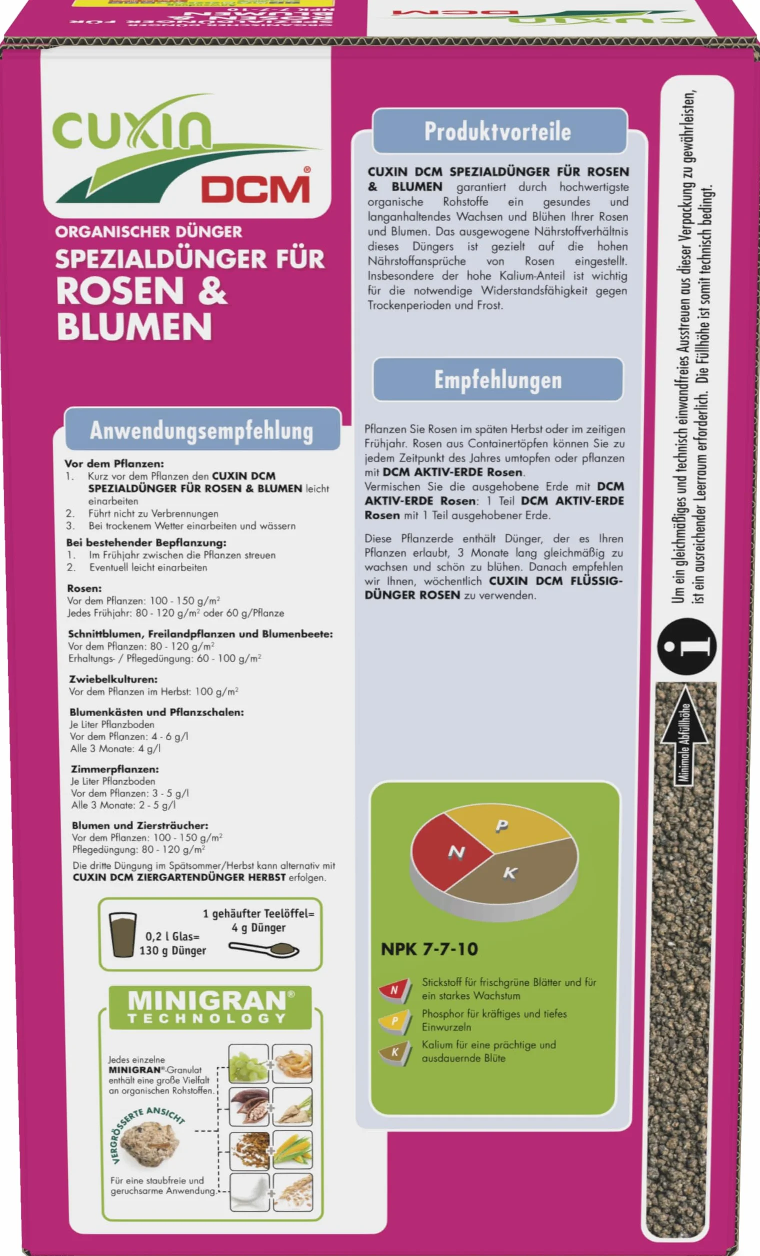 Cuxin Engrais bio Rose avec 3 mois Effet | également pour les fleurs et Clematis | Pure Nature Engrais organique |1,5kg | NPK 7–10