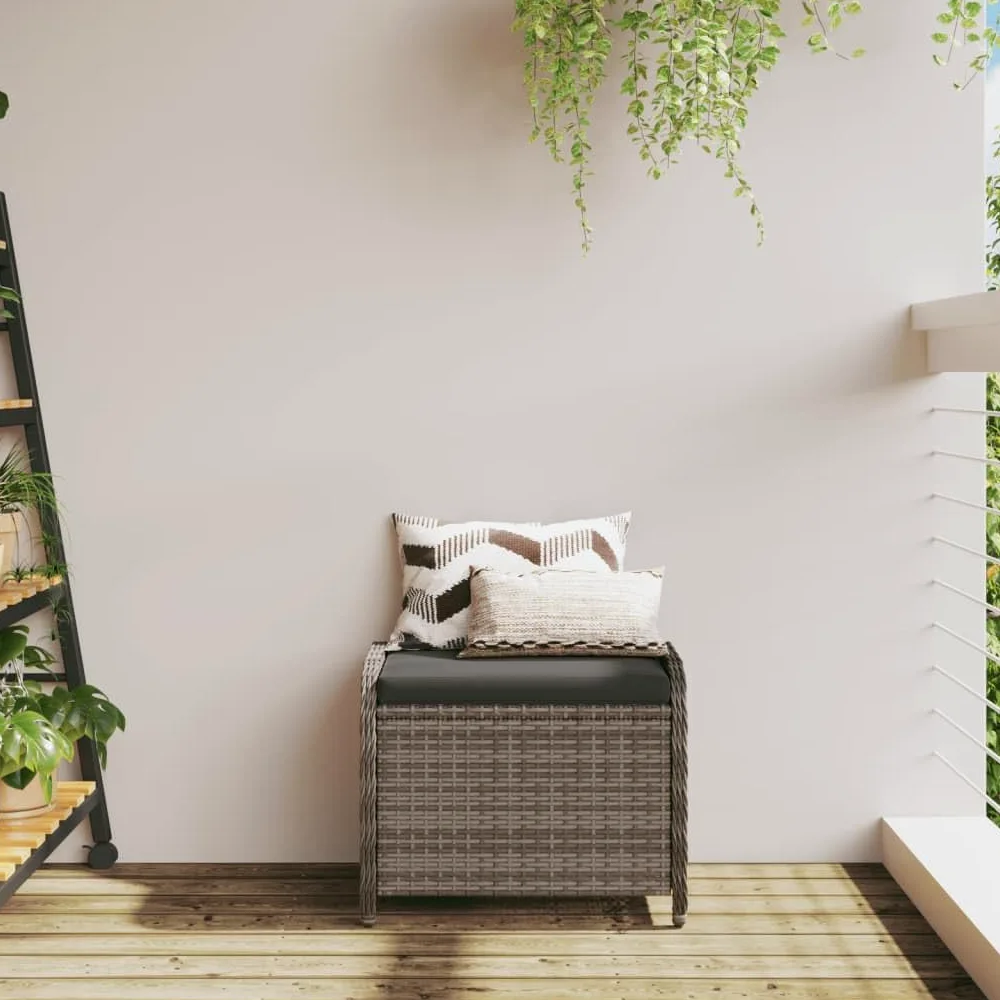 Générique Tabouret de Jardin avec Coussin Gris 58x46x46 cm résine tressée,Meubles,Mobilier de Jardin,Poufs d'extérieur,Gris,6 KG,365734