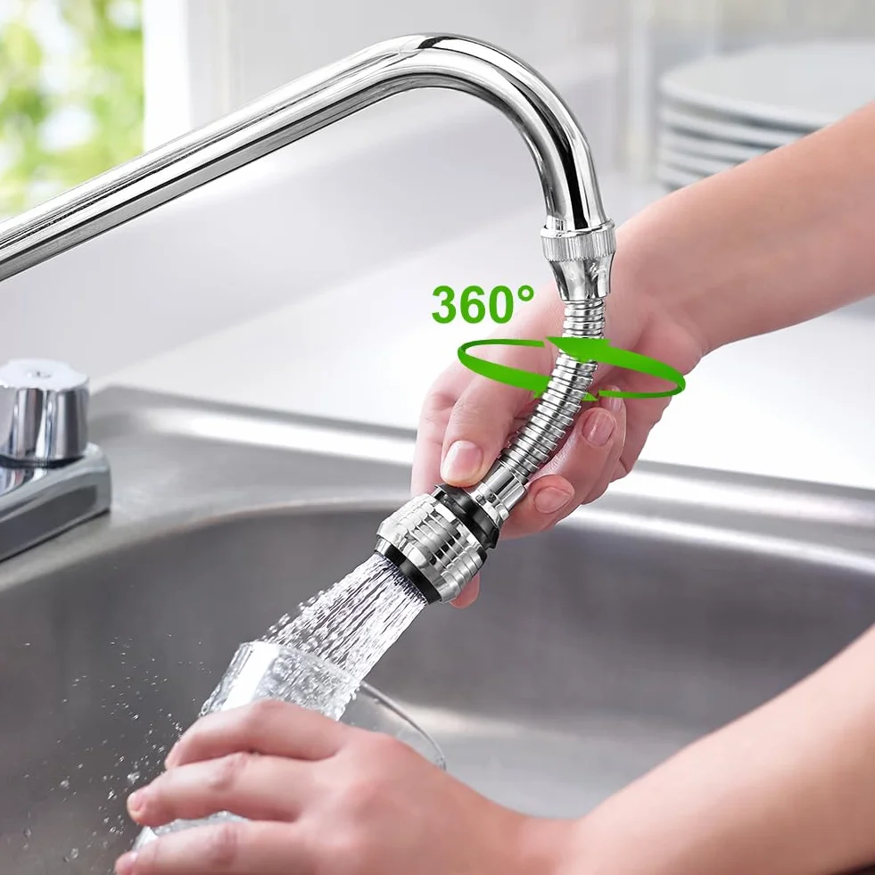 Robinet Cuisine Douchette 360 Degrés avec Aérateur, Filtre Eau 2 Modes Mousseur Économie Eau