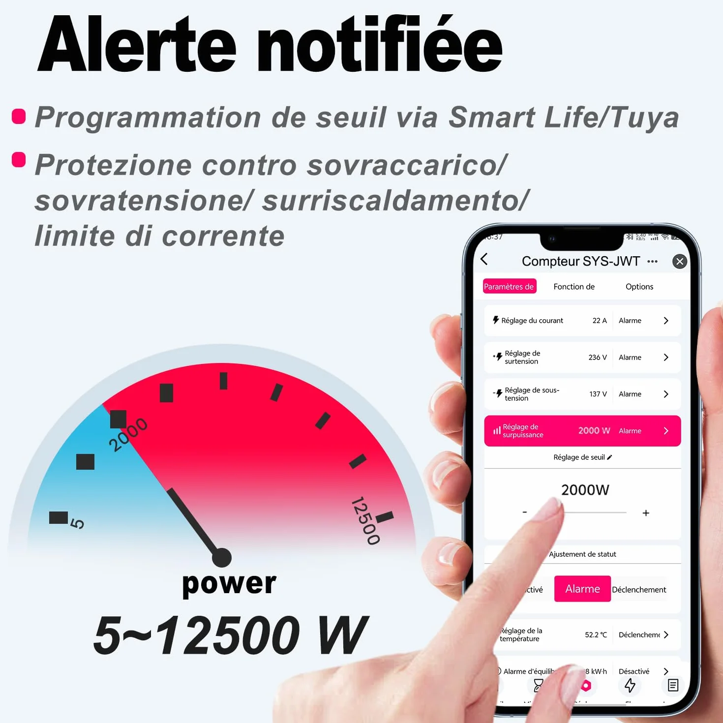 TONGOU Compteur Électrique WiFi Commutateur Rail Din 1P+N 1-50A 230VAC Smart Meter Compatible Alexa