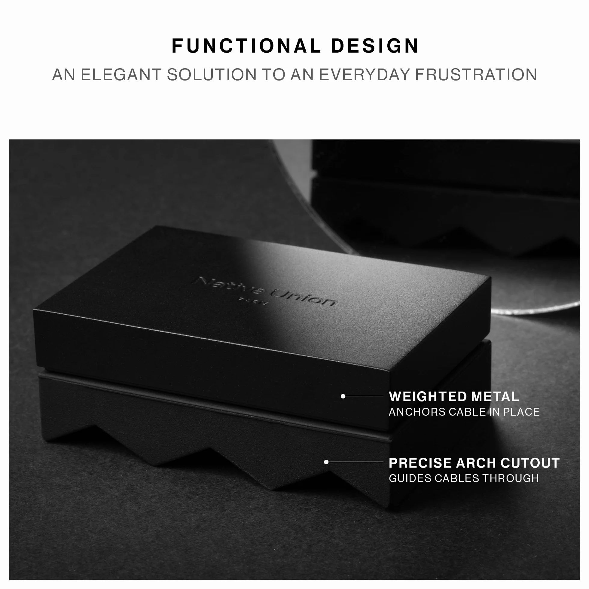 Native Union Weighter Support de câble antidérapant métal silicone pour bureau table de nuit USB-C Lightning