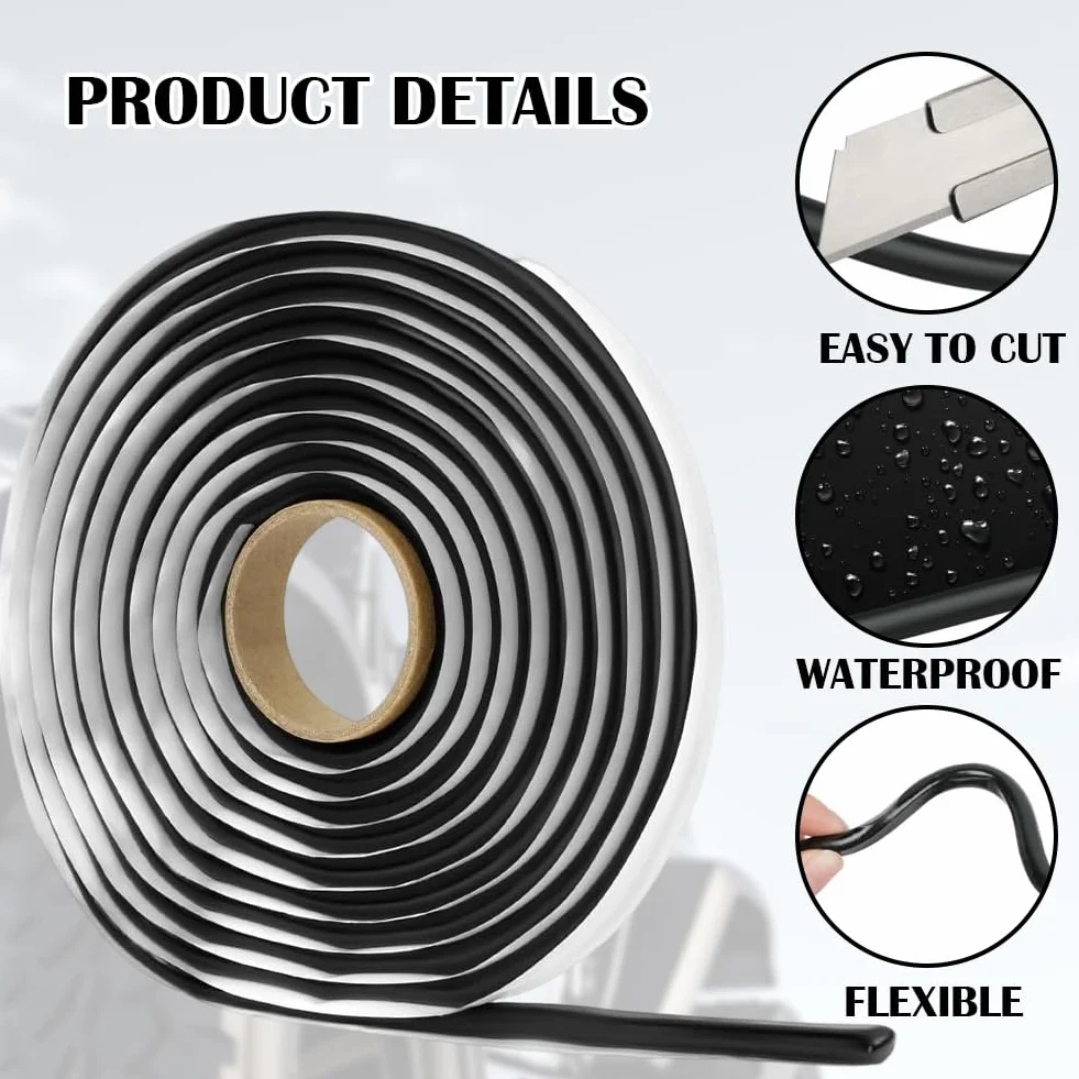 Ruban Butyle 10mm x 4m, Mastic en Bande pour Camping Car, Ruban d'Étanchéité Étanche