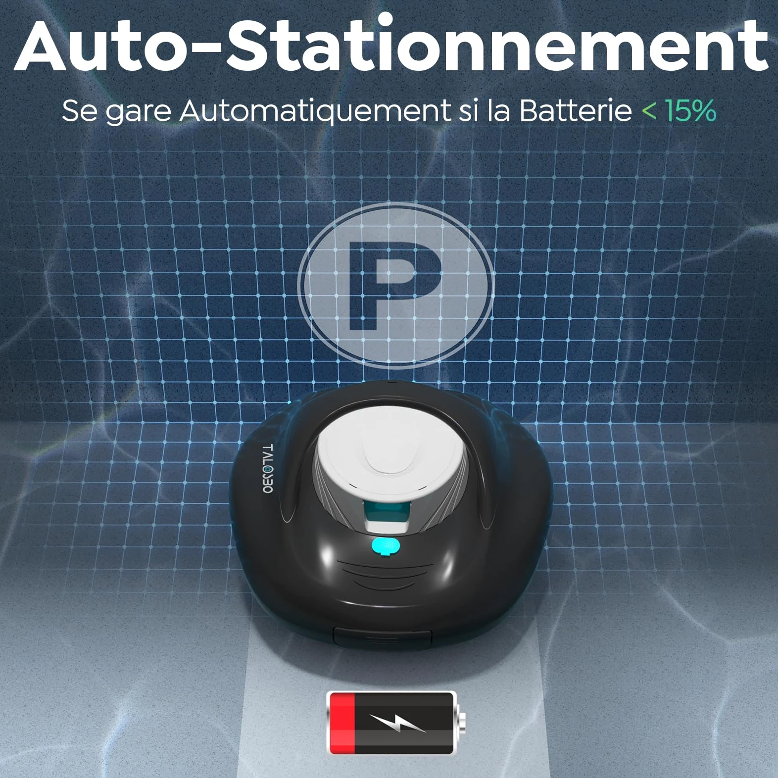 Pleco Se Aspirateur Piscine Hors Sol, 130 Min de Nettoyage Puissant, Charge Rapide en 2,5h, Moteurs à Double Entraînement, Idéal pour Robot Piscine Plat Jusqu'à 85 m²