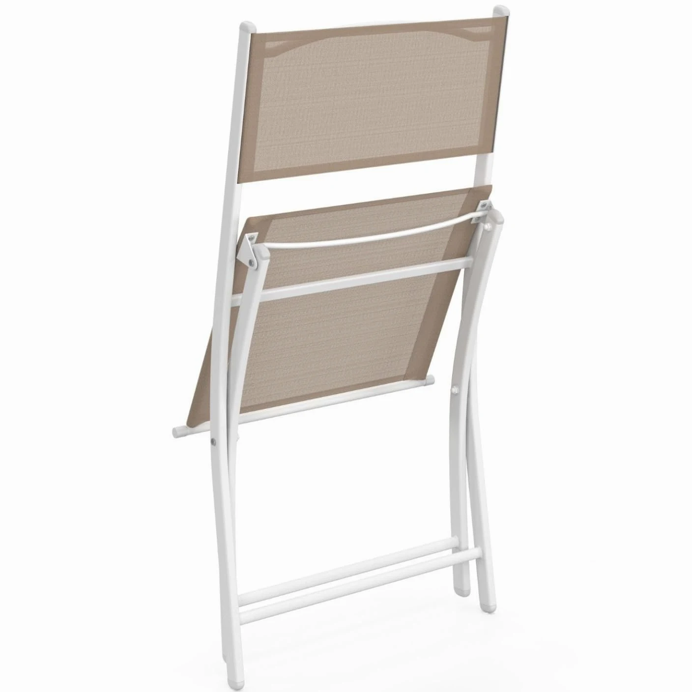 IDMarket - Lot de 6 chaises de Jardin Pliantes Bastia métal et textilène Blanc et Beige