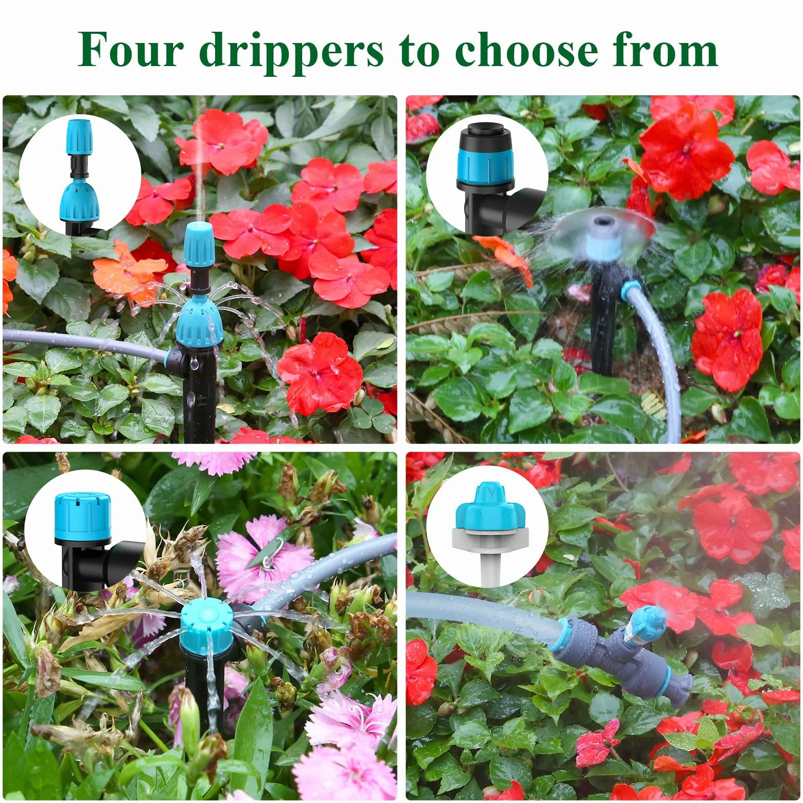 Automatique Programmateur avec Port Double et Goutte à Goutte Accessoires, 2026 Dernières Écran LCD Système D'arrosage Automatique avec 4 Types D'embouts Goutters pour Jardin/Pelouse/Terrasse