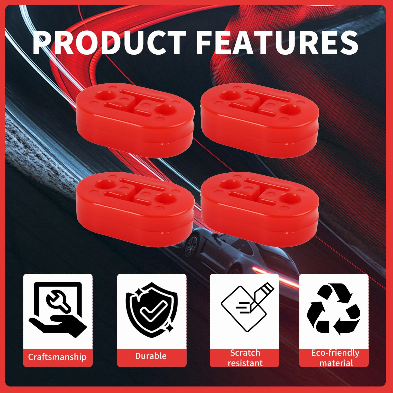 4 Pièces Cintre Support D'échappement de Voiture 2 Trous, Supports Universels en Caoutchouc 12 mm
