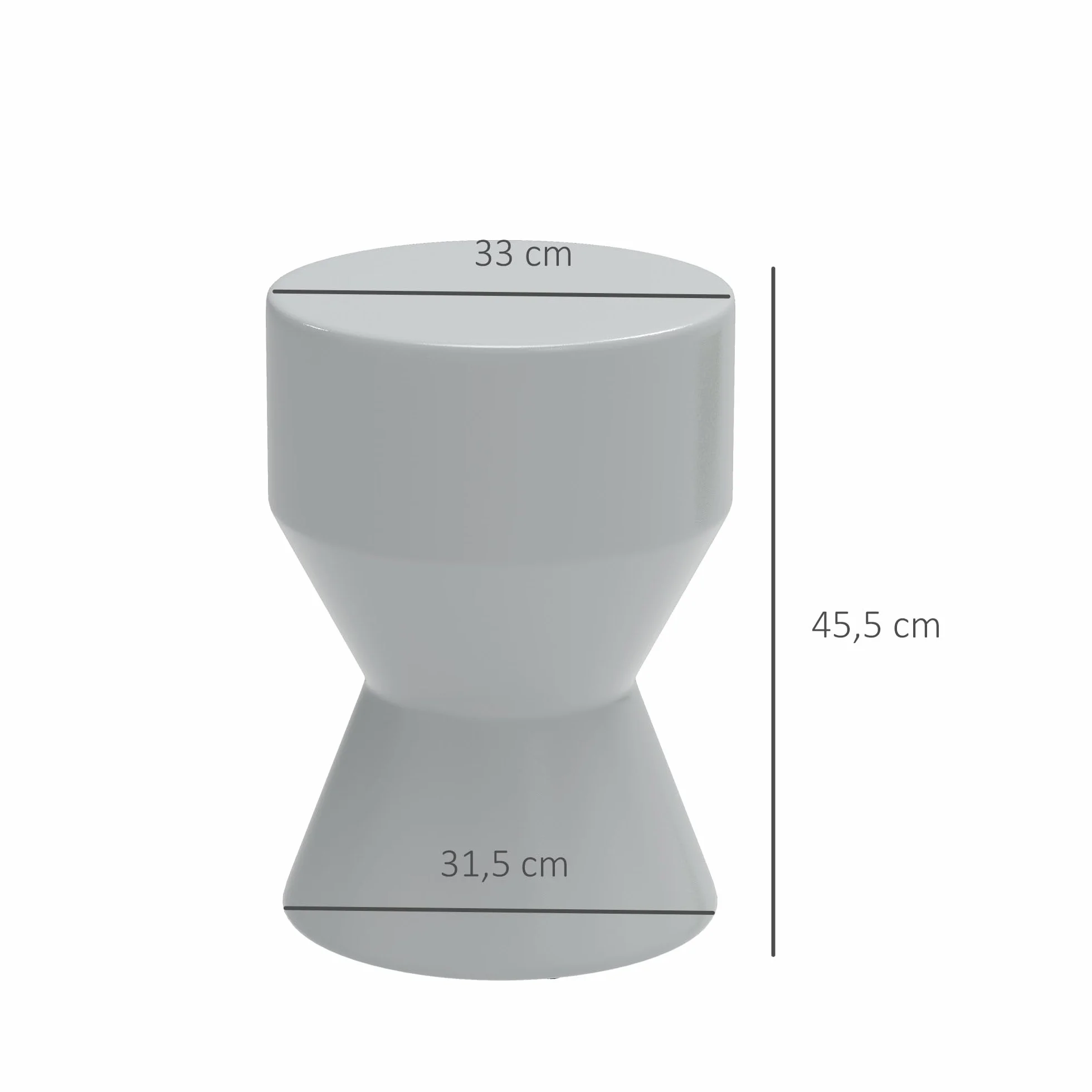 Outsunny Tabouret en céramique 120 kg 33 x 45,5 cm Résistant aux intempéries Gris clair