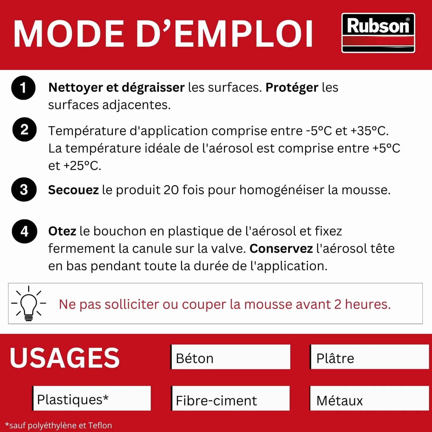 Rubson Mousse Expansive White Teq 500 ml isolation thermique phonique polyuréthane blanche densité renforcée