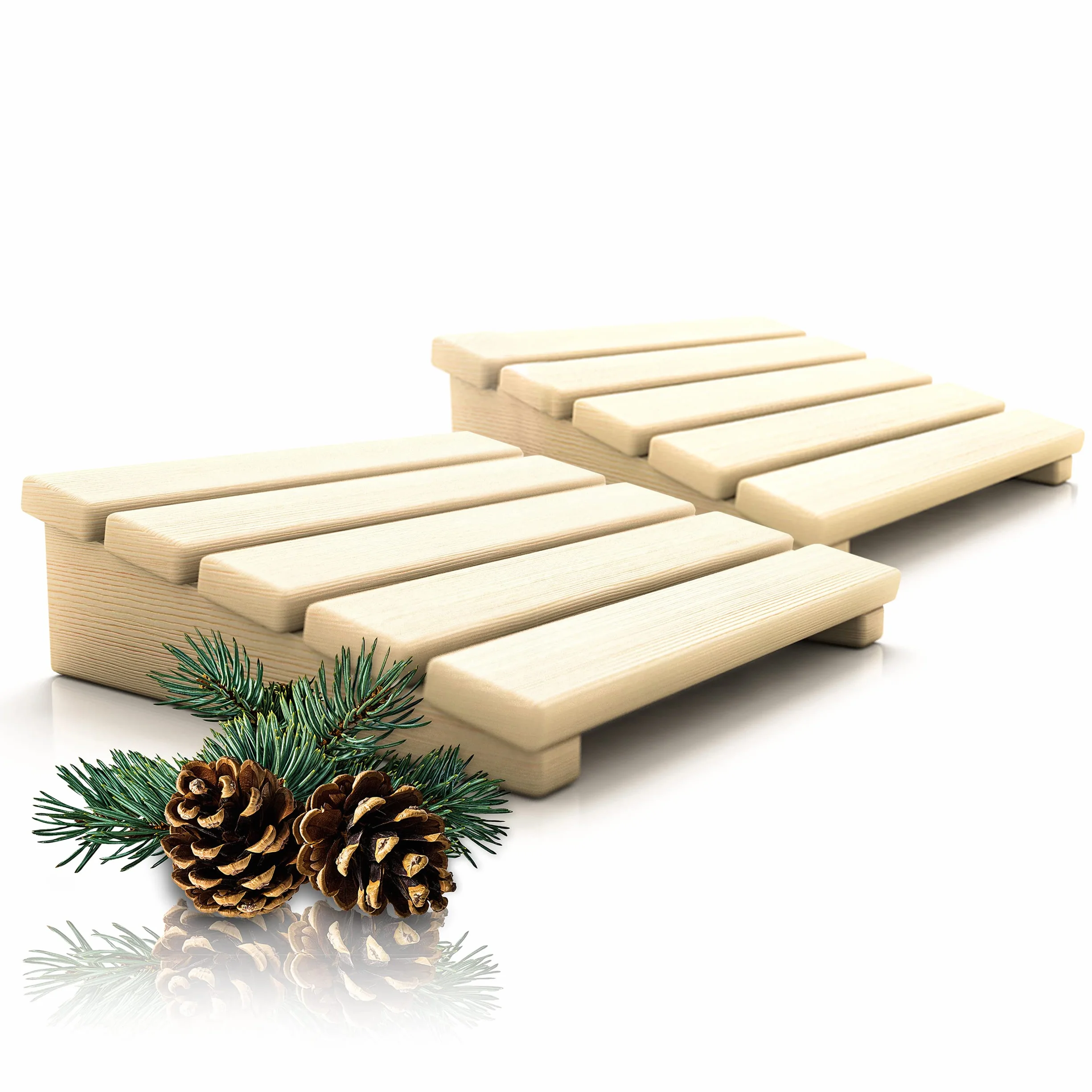 Appui-tête de sauna en pin finlandais Set de 2 pièces Accessoires de sauna 2en1 bois durable
