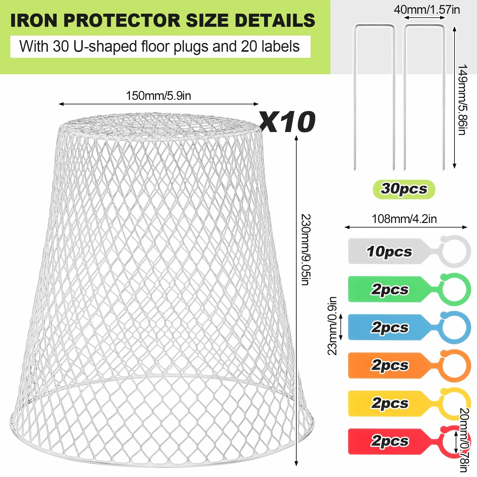 Cloche de Jardin en Métal 10PCS, Protection Plante, Blanc