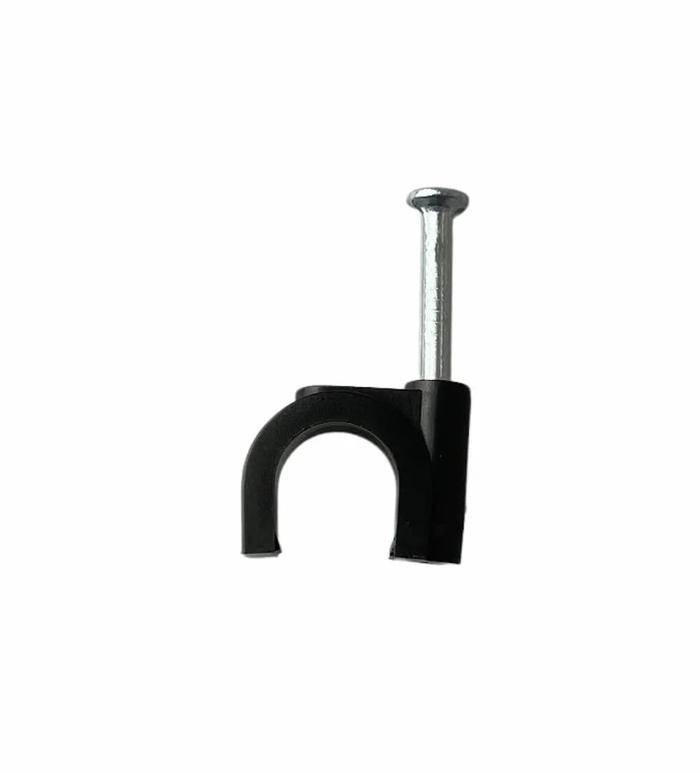 100 clips de câble ronds noirs type K 10 mm avec fixations à clous