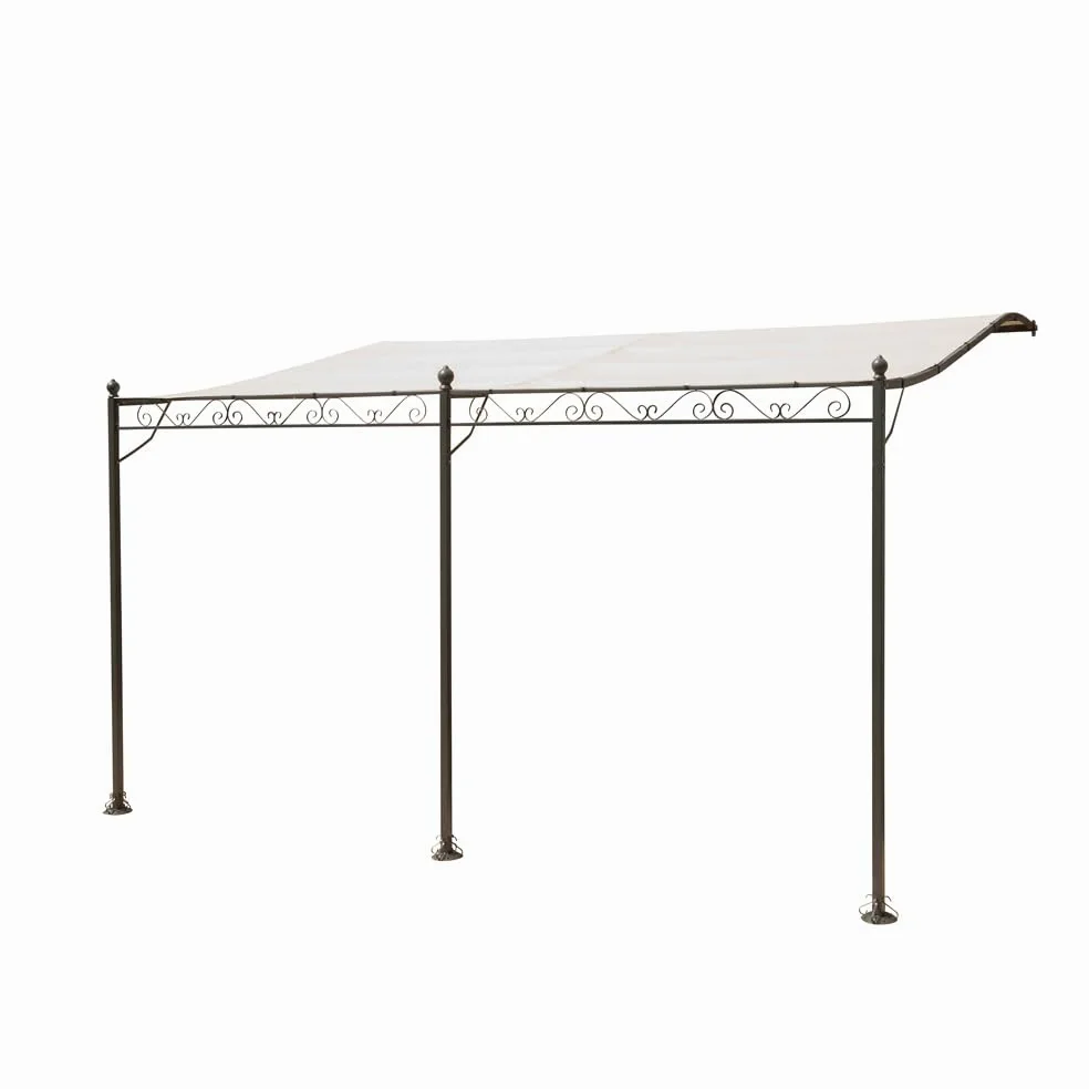 Tonnelle adossée Beige 4 x 3 m Noir