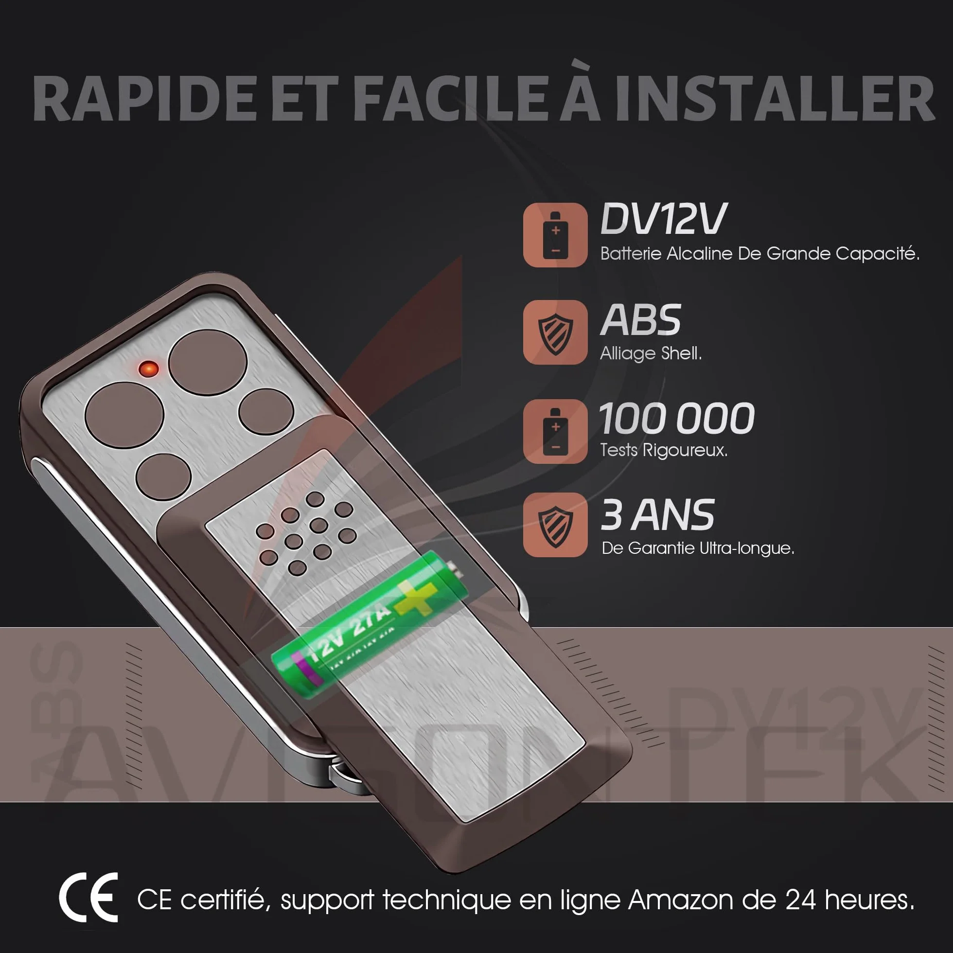 Avidsen Télécommande Motorisation Portail Porte de Garage Lot de 3 114253