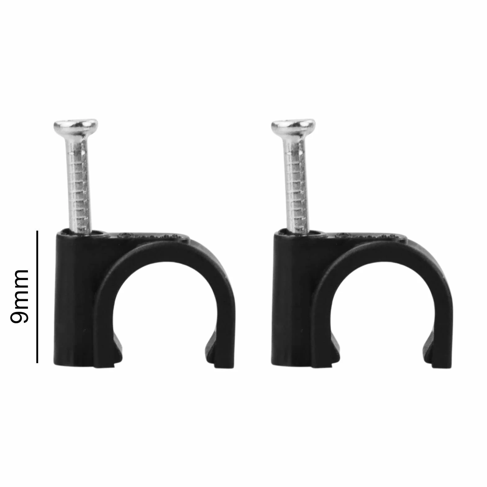 LAMXD 100 clips ronds noirs 9 mm pour câbles, pinces à clous pour fil de plinthe