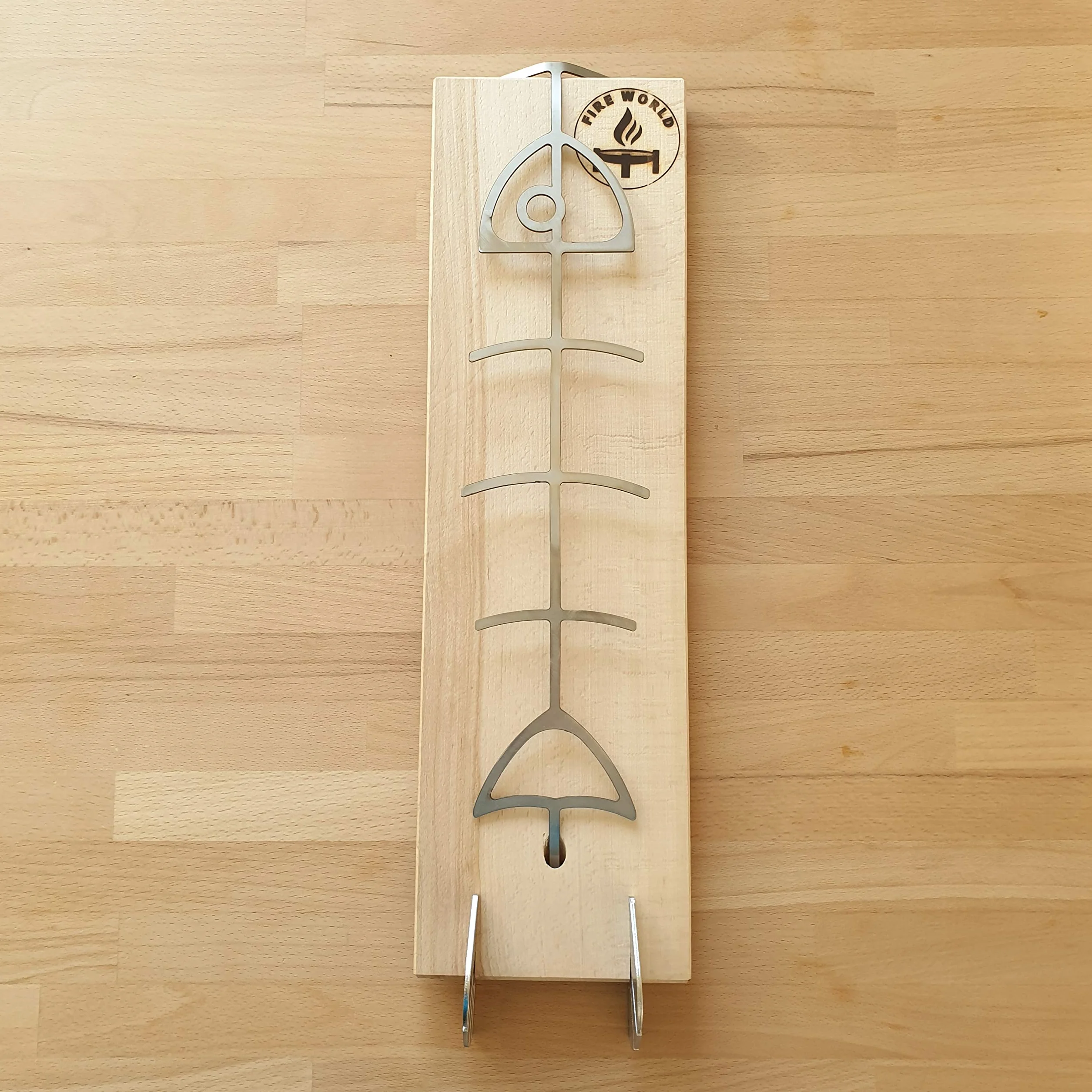 Fire World - Lot de 3 planches à saumon flammé - Planche à saumon flammé avec support en acier inoxydable - Planches à saumon en hêtre - Planche à saumon - Brasero - Planche à fumer - Fabriqué en