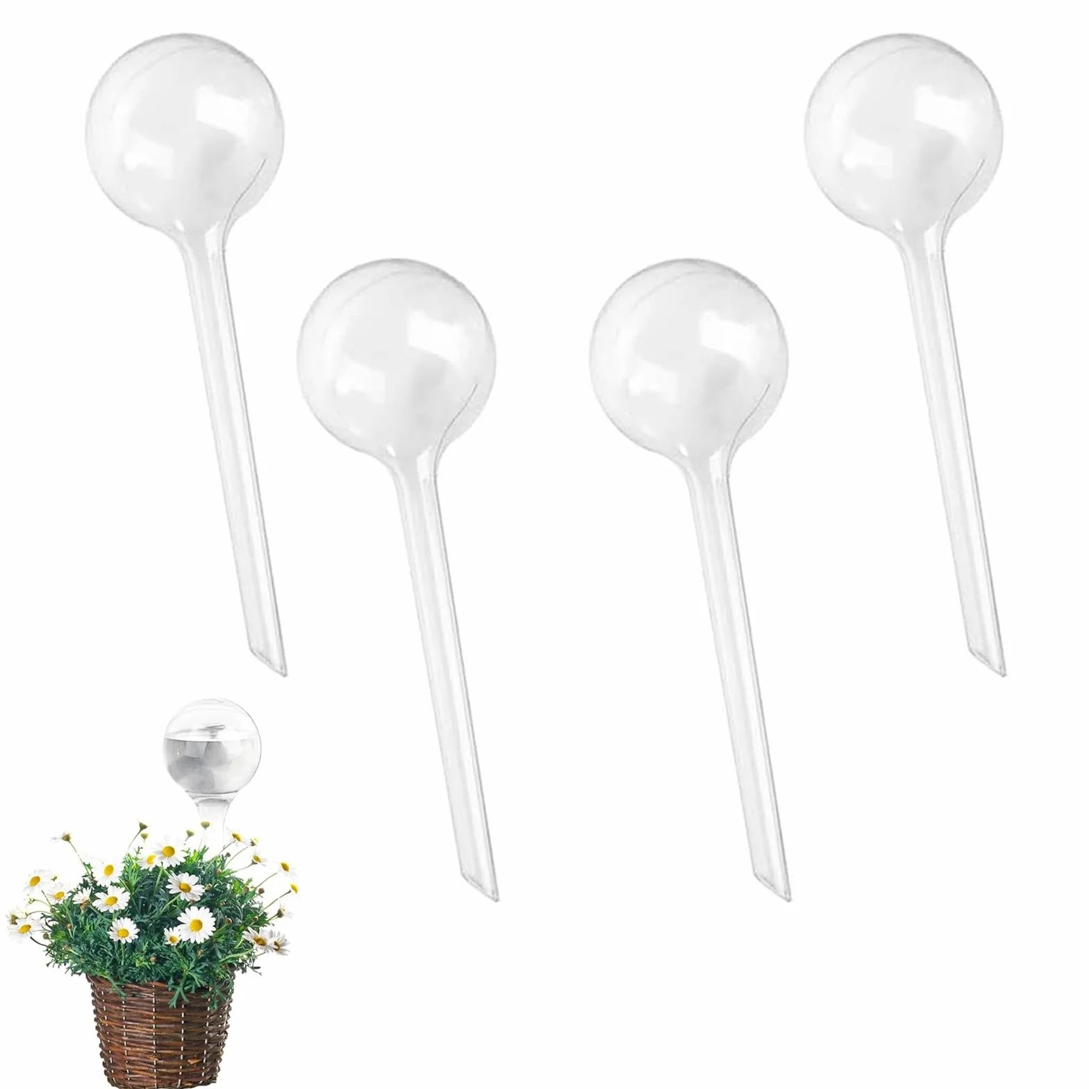 Lot de 4 Globe d'arrosage Automatique Boules d'Irrigation pour Plante Transparent Distributeur Eau Plantes pour l'Intérieur l'Extérieur