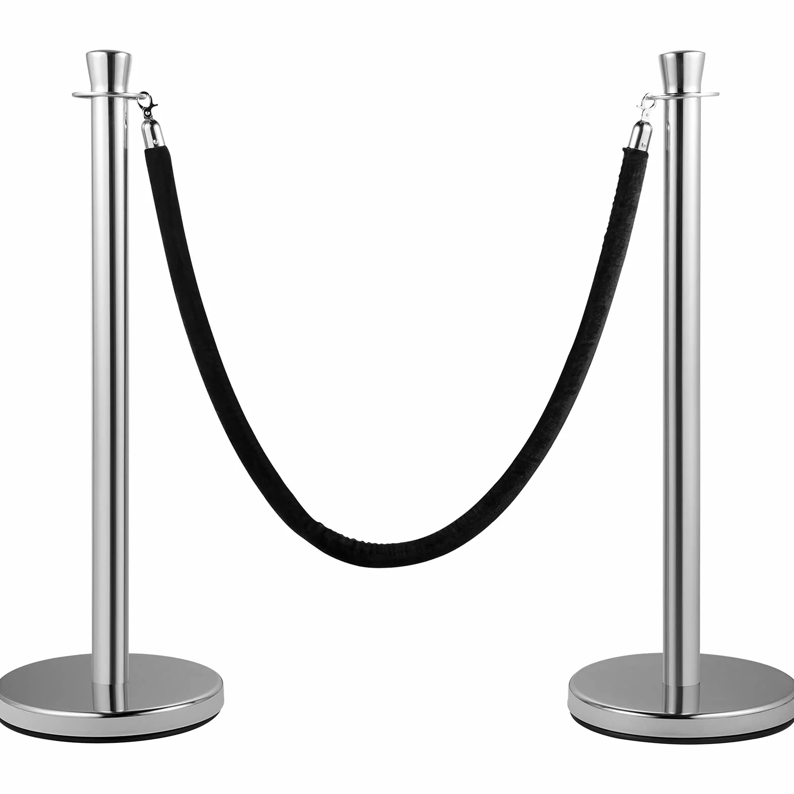 VEVOR Poteau de Guidage 2PCs, Barrière de Balisage avec Corde en Velours Noir 1,5m, pour Contrôle de Foules