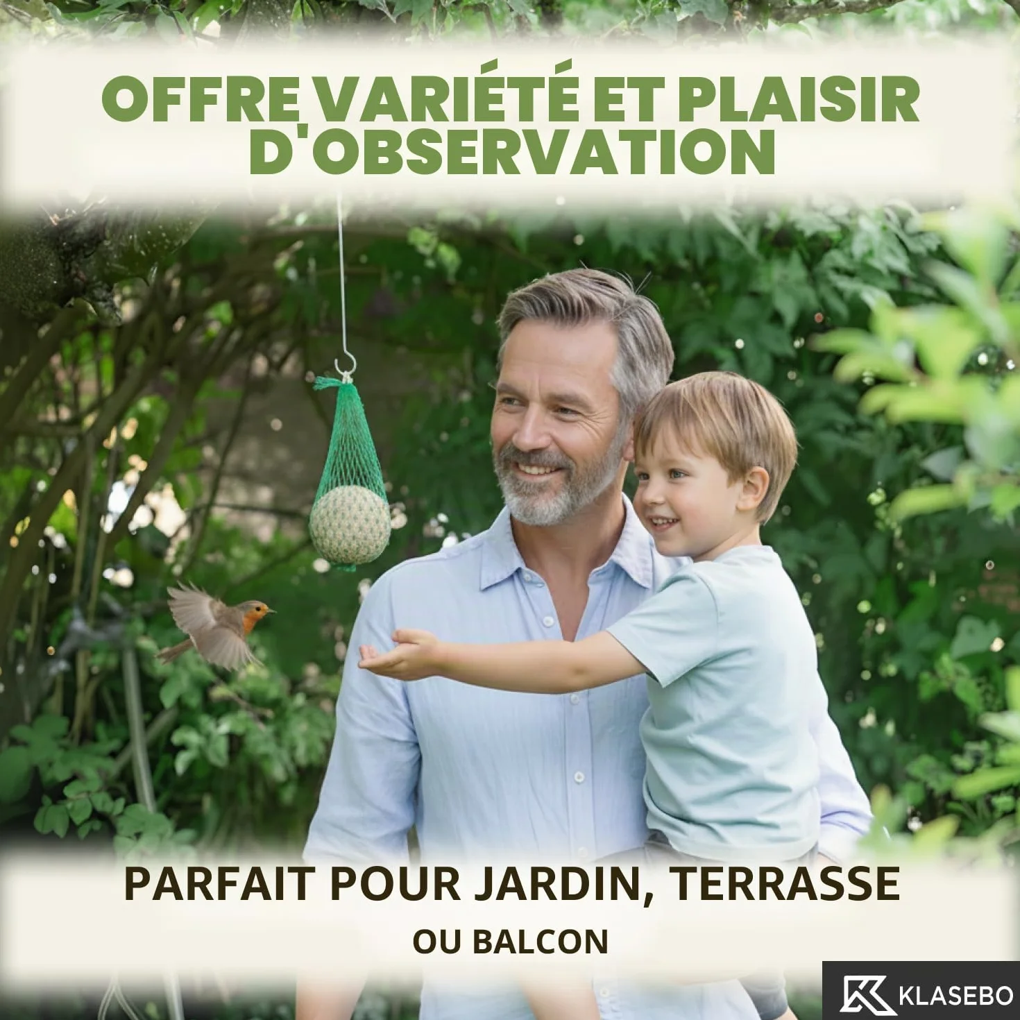 KLASEBO Boules de Graisse Oiseaux avec Insectes 200 x 90 g Filet