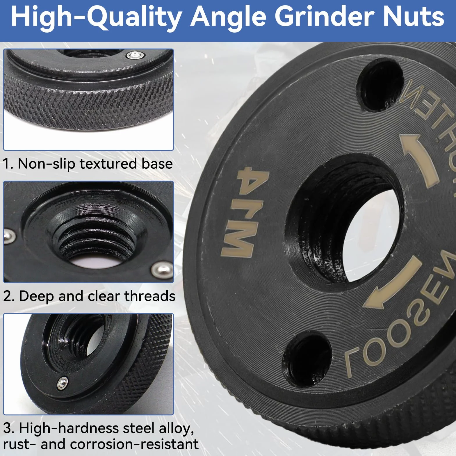 Écrous de serrage rapide M14 noirs pour meuleuse d'angle Makita Dewalt AEG