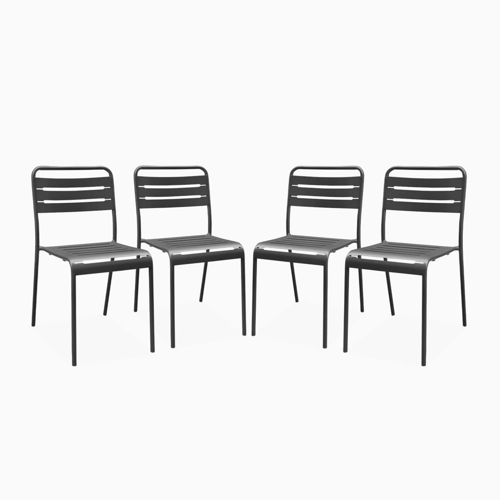 Alice's Garden - Lot de 4 chaises de Jardin Acier. 4 Places. Anthracite. Amelia. L44 x P52 x H79cm