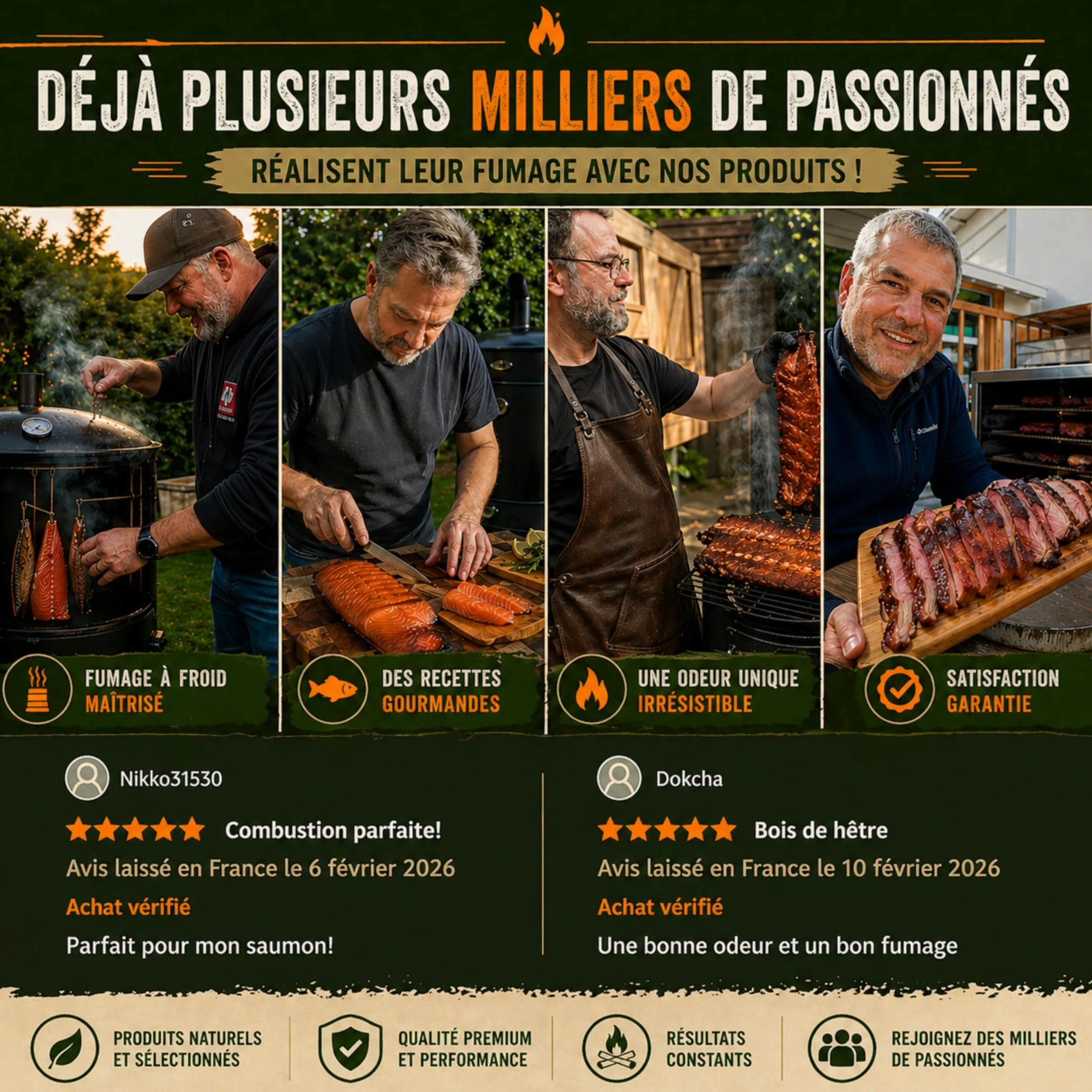 Générateur/Serpentin de Fumée Froide pour Fumoir Viande et Poisson + 1.2kg de Sciure de bois de hêtre + 4 crochets et 1 Brosse de nettoyage - Guide Numérique PDF à Télécharger (Offert)