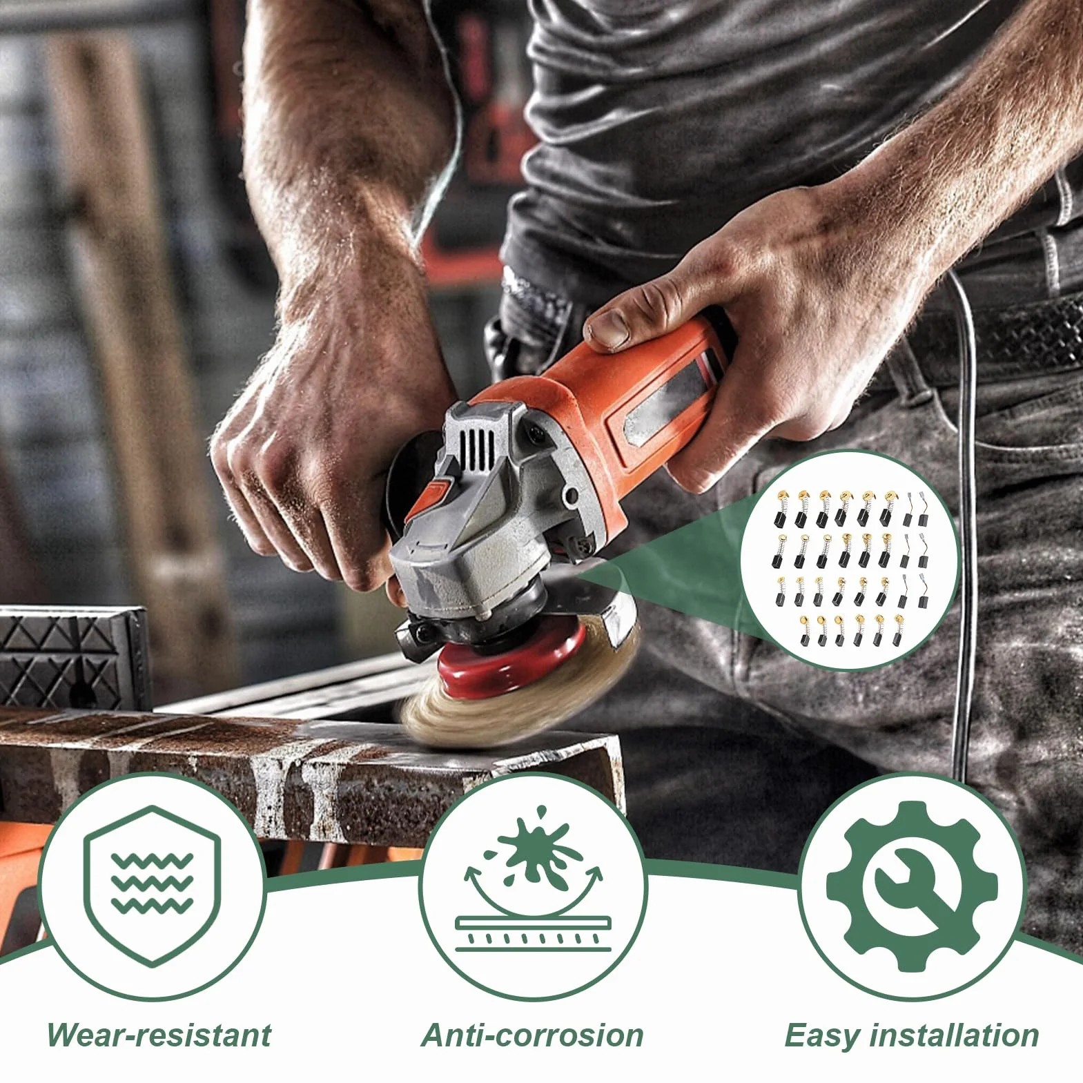 Balais Charbon Universels 30 Pièces 10 Tailles Moteur Electrique Brosses Carbone Graphite Cuivre