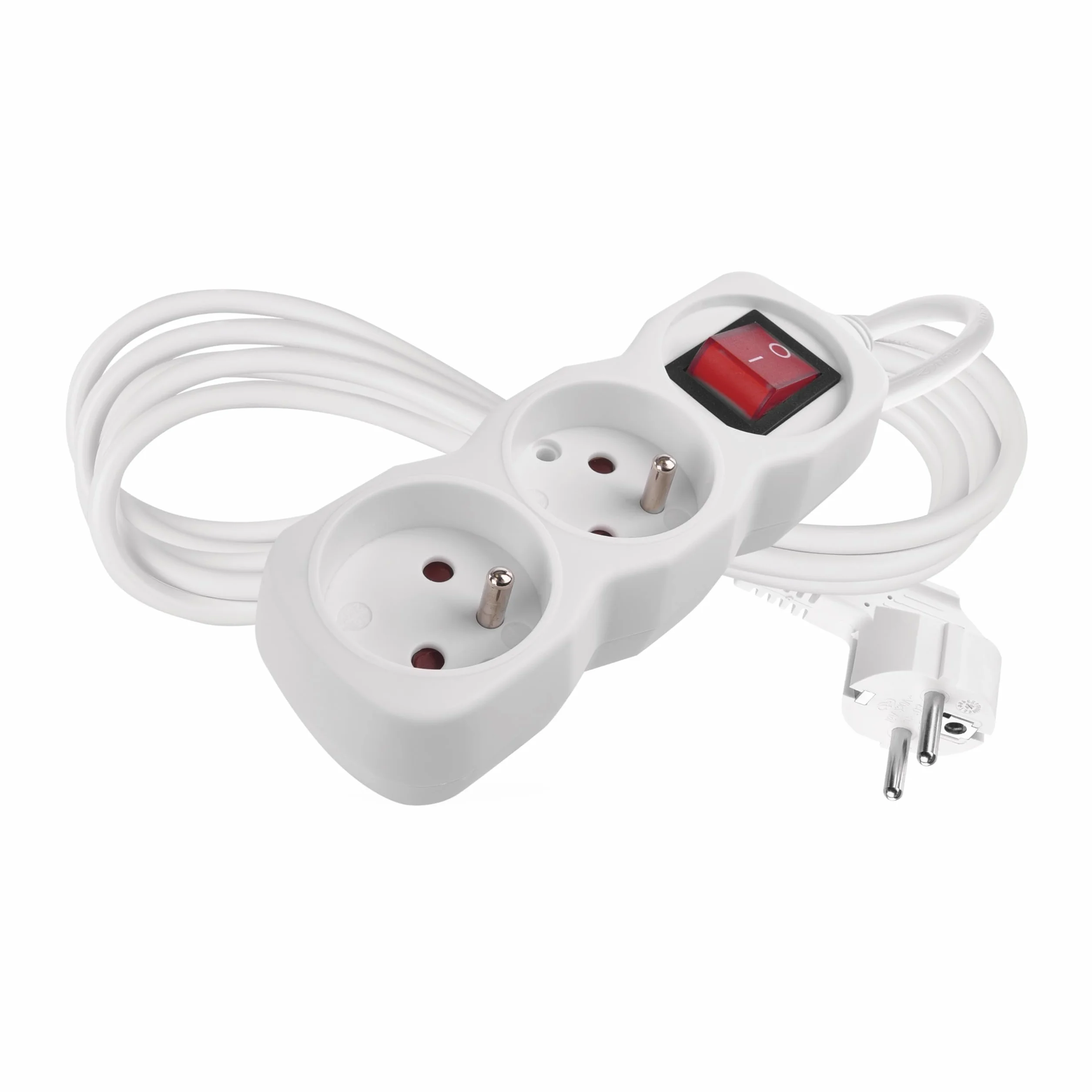 EMOS Multiprise 2 Prises 45° 2m H05VV-F3G 250V 16A 3680W Blanc