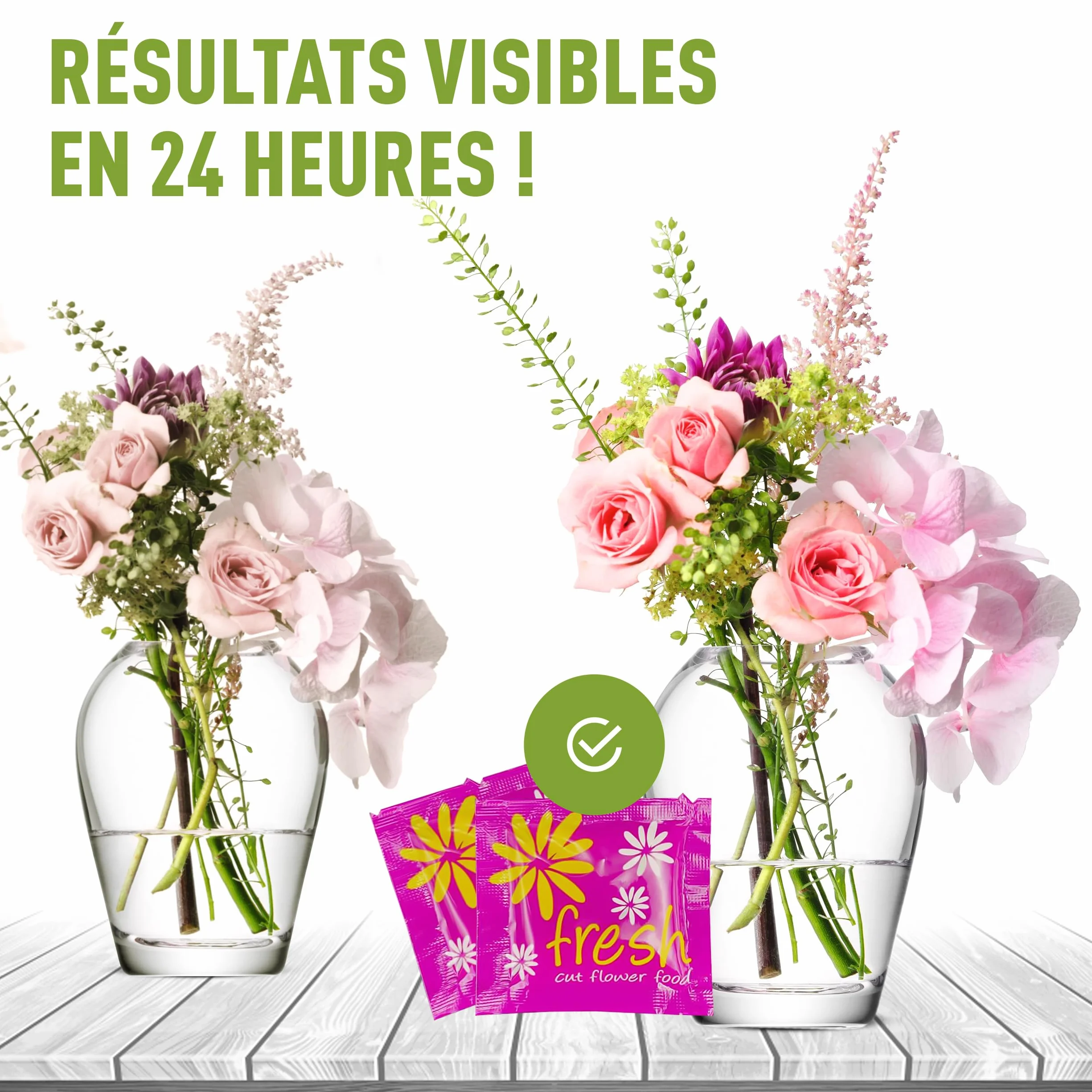 Paquet de 15 conservateurs de fleurs coupées, nutriment pour fleurs coupées fraîches, 15 paquets de conservateur total, 7,5 l de conservateur liquide