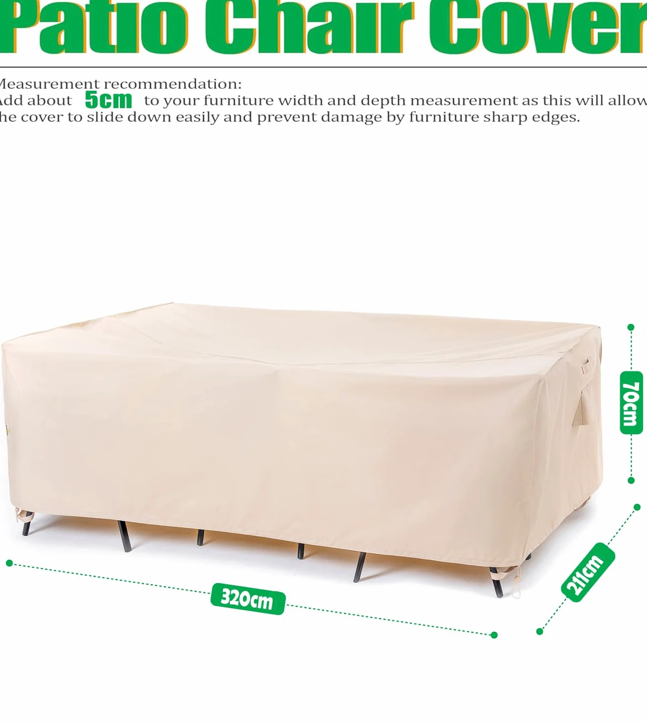 F&J Outdoors Housse imperméable pour mobilier de Jardin 320x211x70cm | Housse de Protection pour Table et chaises de Jardin, Ensemble de Salon, résistante aux intempéries, à l'hiver et aux UV