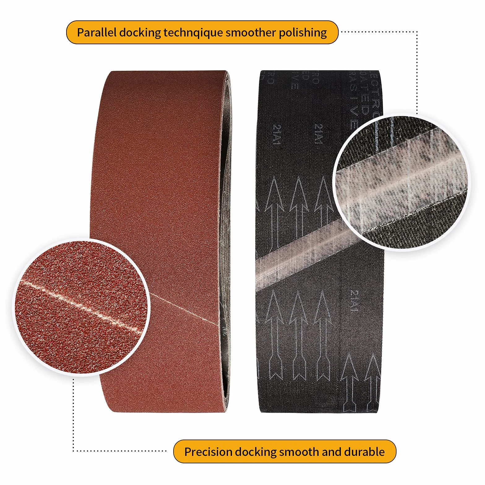 Bandes Abrasifs 75x533 mm 40 Grain 8 Pièces Ponceuse à Bande Ponçage Polissage