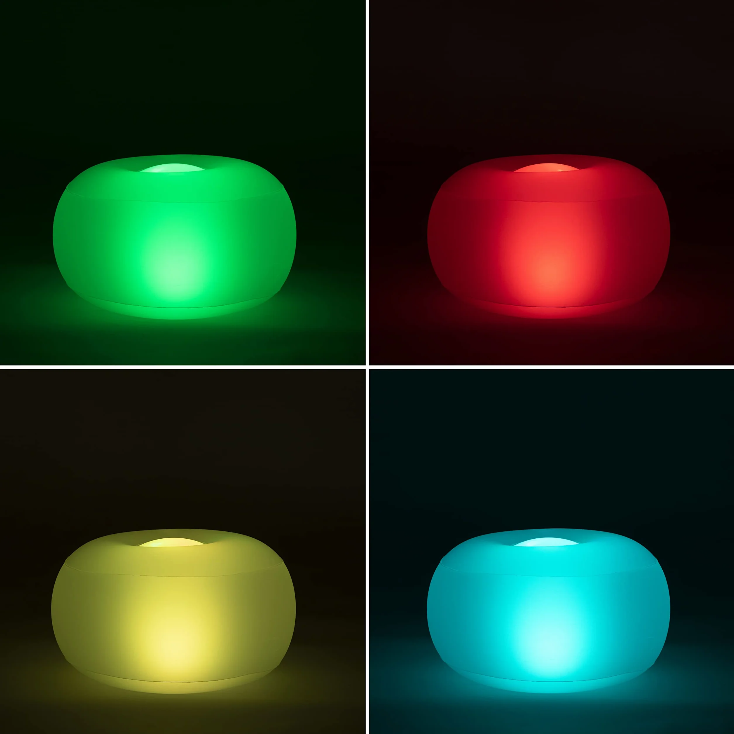InnovaGoods - Pouf Gonflable LED Multicolore avec Télécommande, Résistant à l'eau, Pompe Incluse, Portable et Léger, Idéal pour Intérieur et Extérieur, Blanc, Unica, Plastique