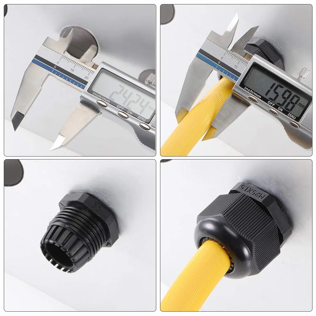 Sourcing Map 4Pcs M22 Presse-étoupe Joint étanche noir réglable 7-12mm