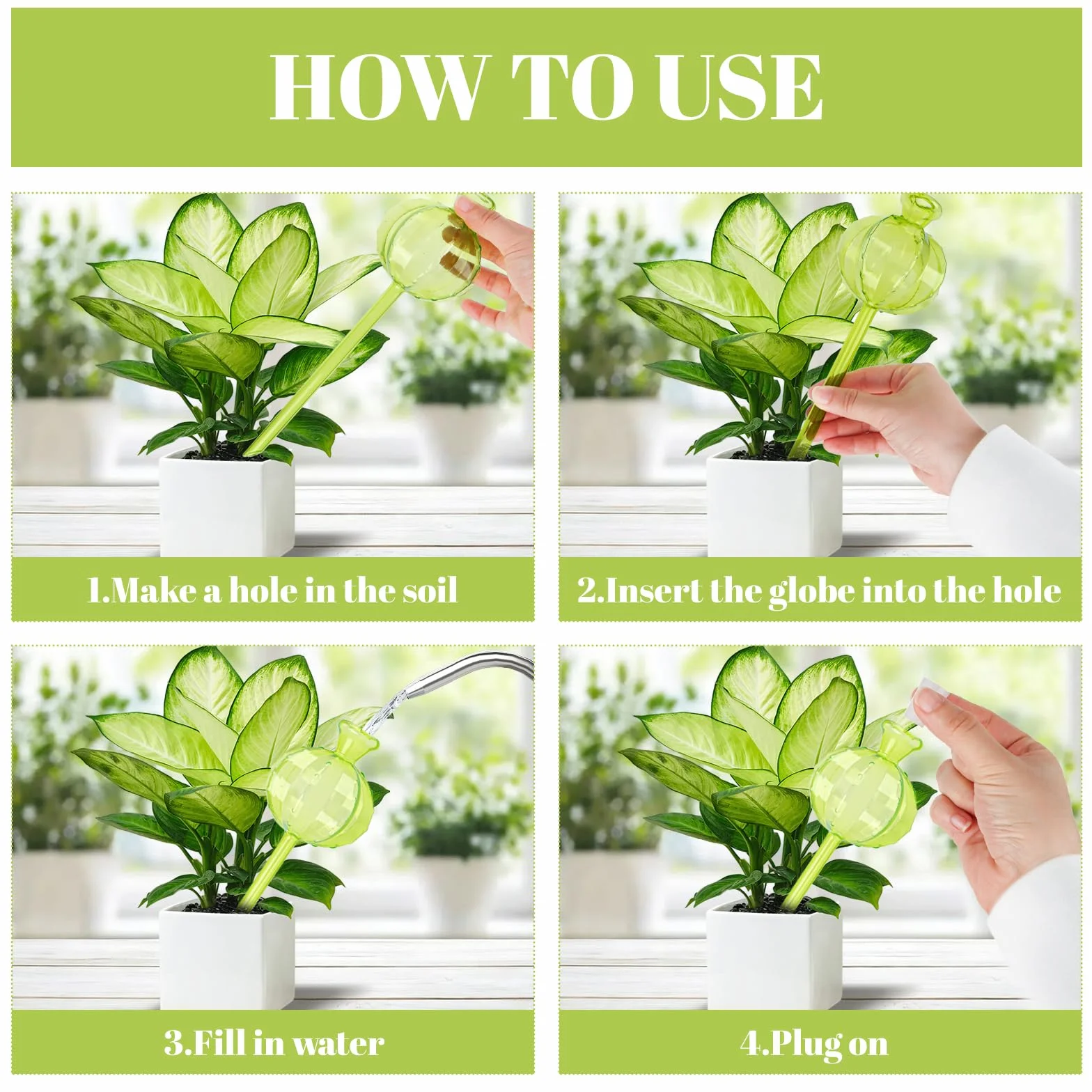 Lot de 6 boules d'irrigation automatique pour plantes d'intérieur - 150 ml - Arrosage des plantes d'intérieur - Auto-arrosage - Idéal pour les vacances, le quotidien