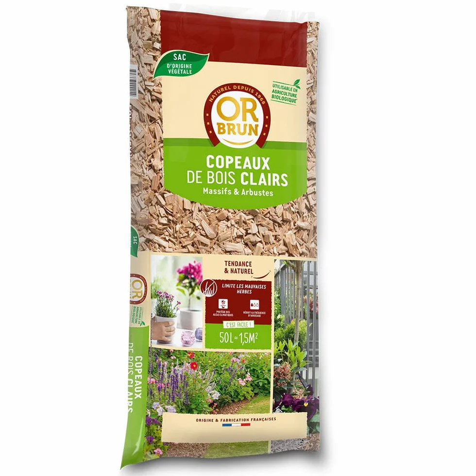 Copeaux de bois clair 50L Paillage Or Brun