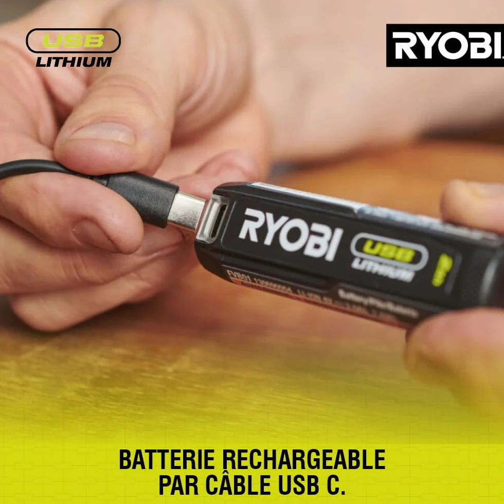 RYOBI RB4L30 Batterie 4V 3,0Ah USB Lithium Haute Capacité Fonction Powerbank USB-C