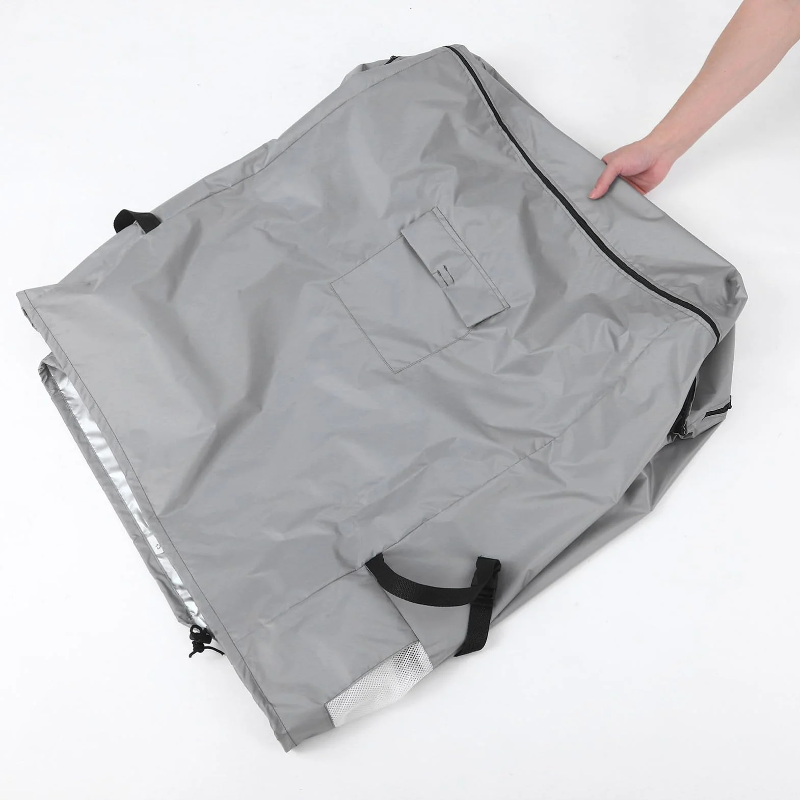 Gadpiparty Housse pour Congélateur Coffre Extérieur Imperméable 210d Gris avec Fermeture Éclair Grande Taille Protection Patio