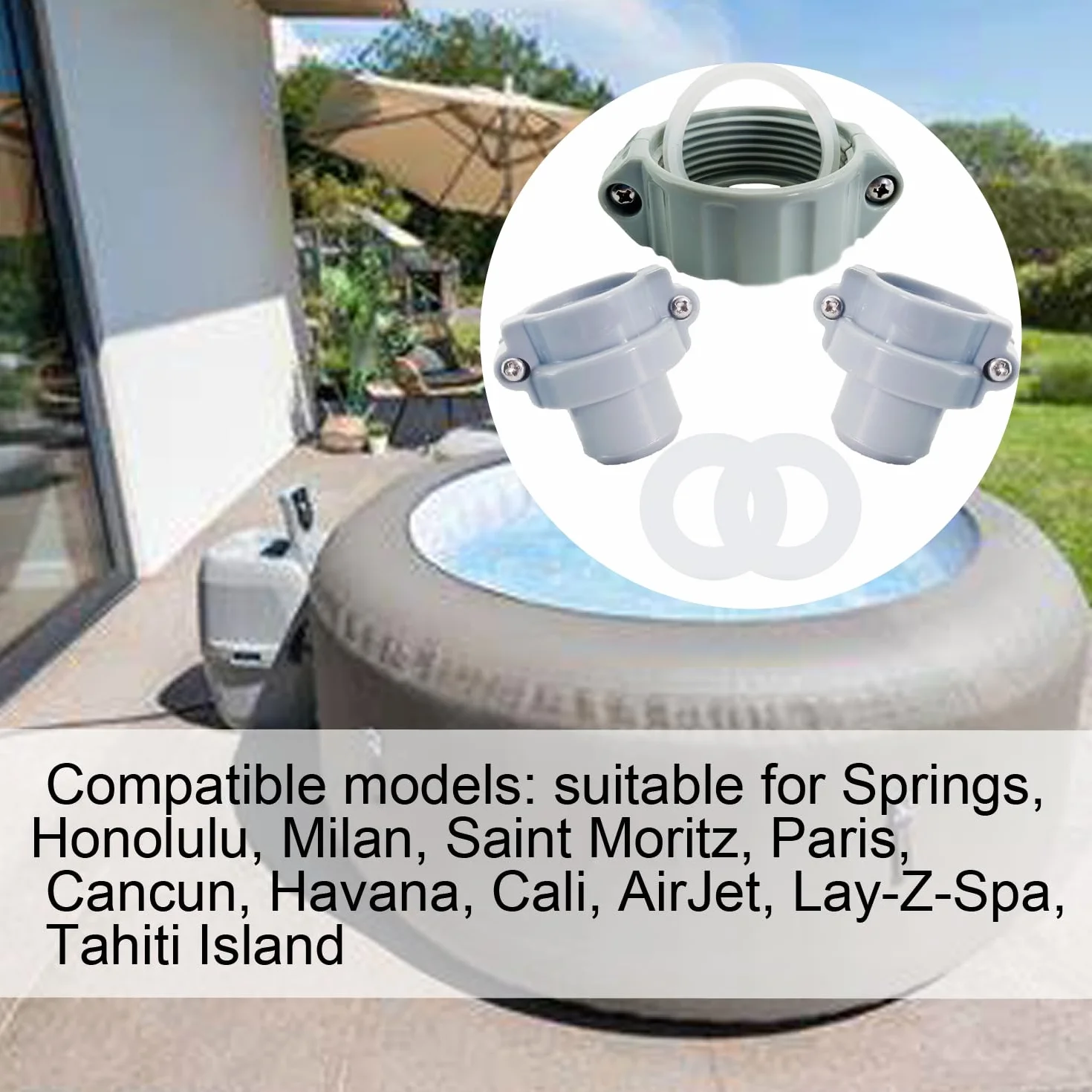 Compatible pompe à couplage Lay-Z-Spa, joints 1A 2B/C, écrous, rondelles