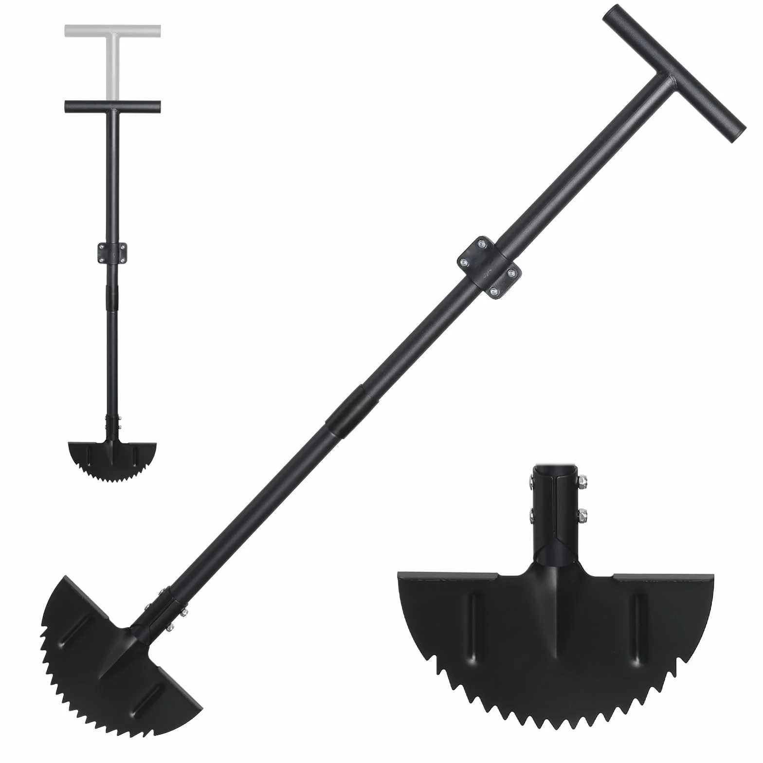 Coupe-bordures de pelouse, outil manuel de délimitation de gazon avec manche réglable 86-106cm, coupe-bordures de jardin noir, coupe-bordures de pelouse professionnel à demi-lune aiguisé pour