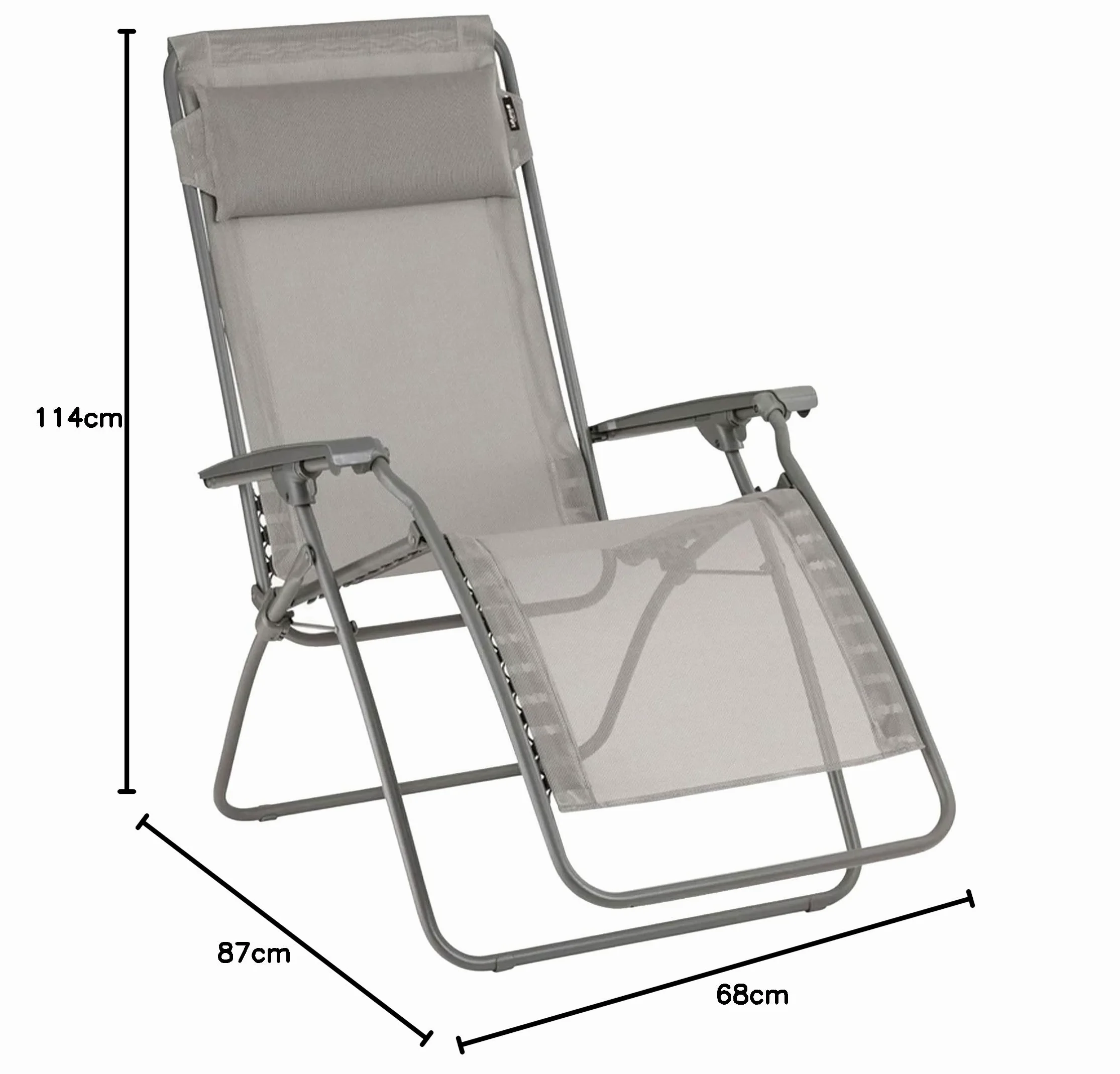 Lafuma MOBILIER - Fauteuil Relax Transat Jardin - Chaise Longue Zéro Gravité - Rclip - Batyline® Iso - Gris Terre - Fabriqué en France - LFM5169_8556 - Garantie 5 Ans - L.88xl.67xH.114cm